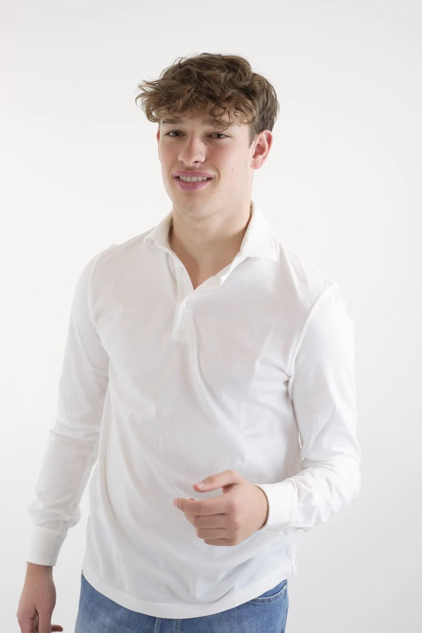 FEDELI Polo Maniche Lunghe mod. Zero Cotone Bianco - Guarino Store