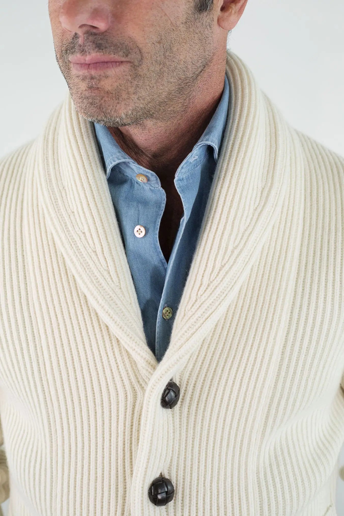 Cardigan Lana e Cashmere Bianco MC GEORGE OF SCOTLAND