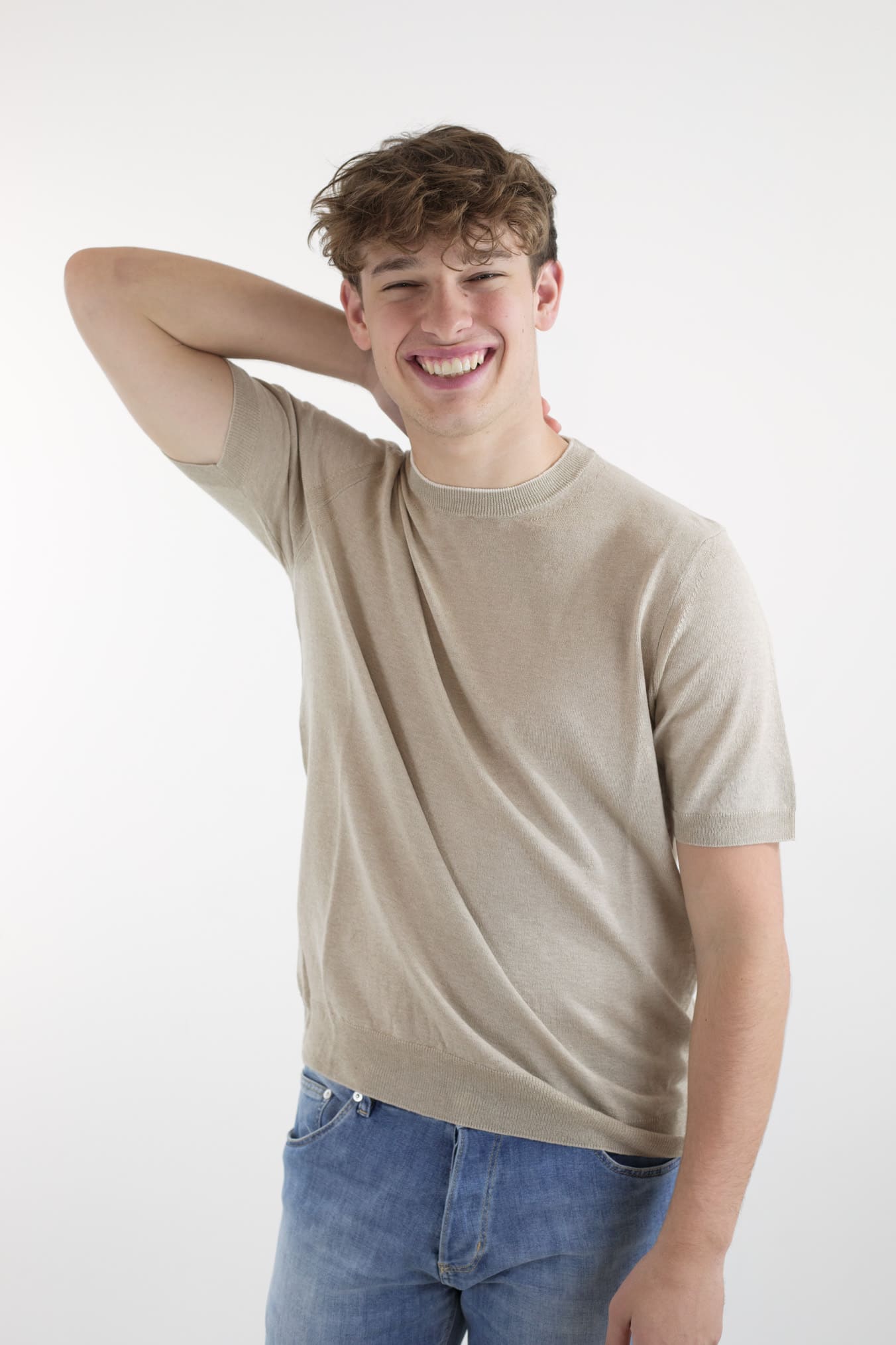 GUARINO Girocollo MM Cotone Lino Cashmere Beige - Guarino Store