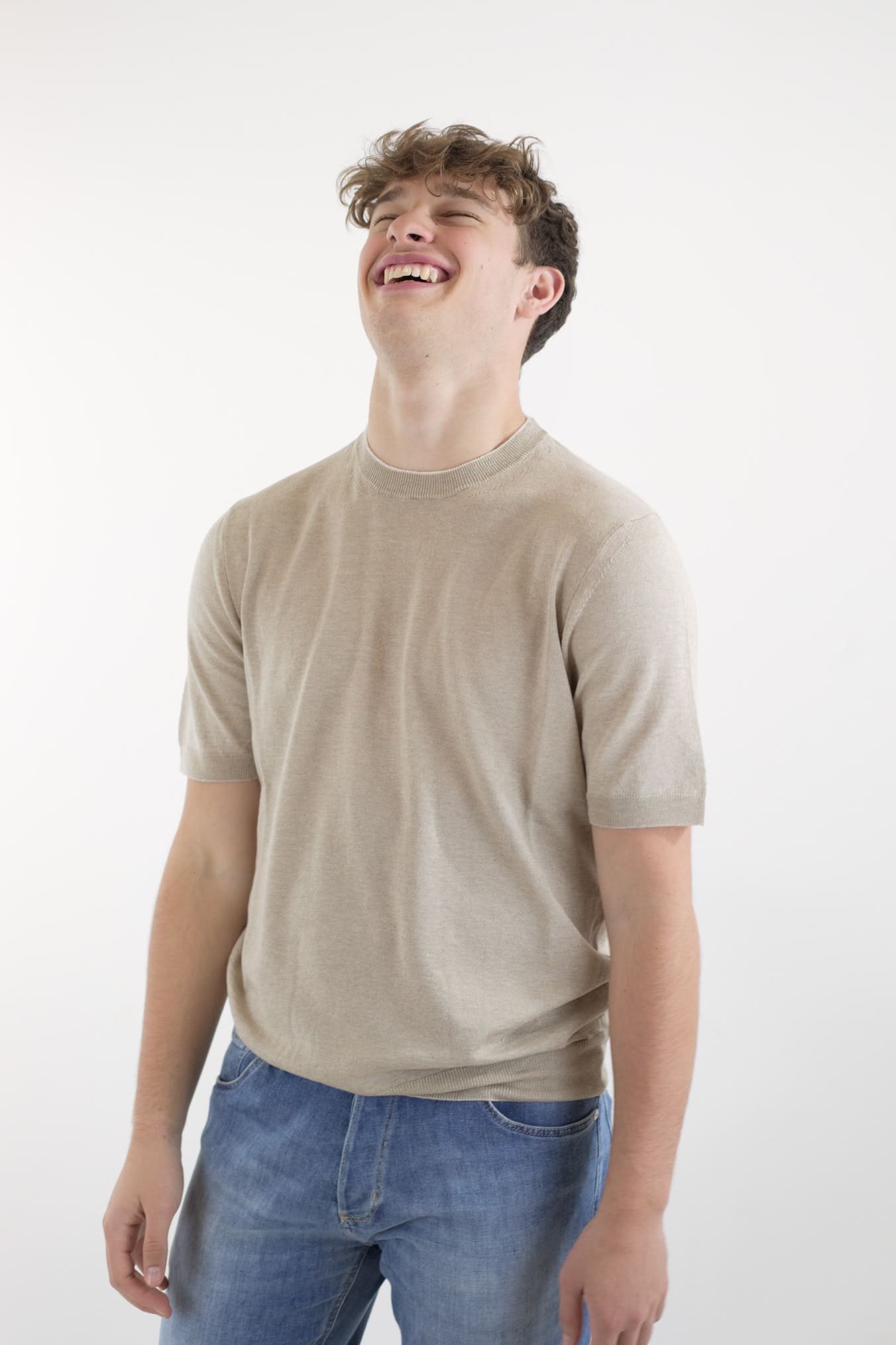 GUARINO Girocollo MM Cotone Lino Cashmere Beige - Guarino Store