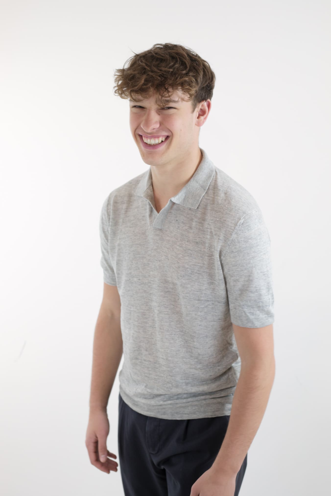 BARBA Polo Lino Senza Bottoni Grigio Mélange - Guarino Store