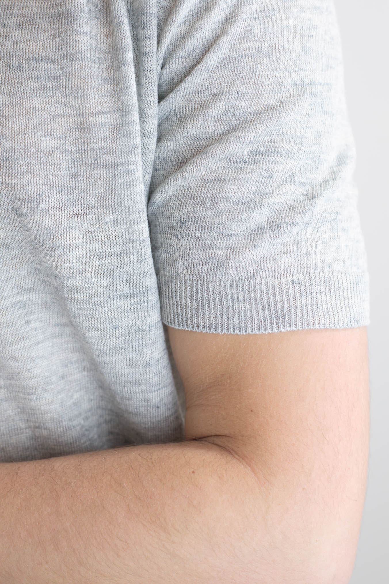 BARBA Polo Lino Senza Bottoni Grigio Mélange - Guarino Store