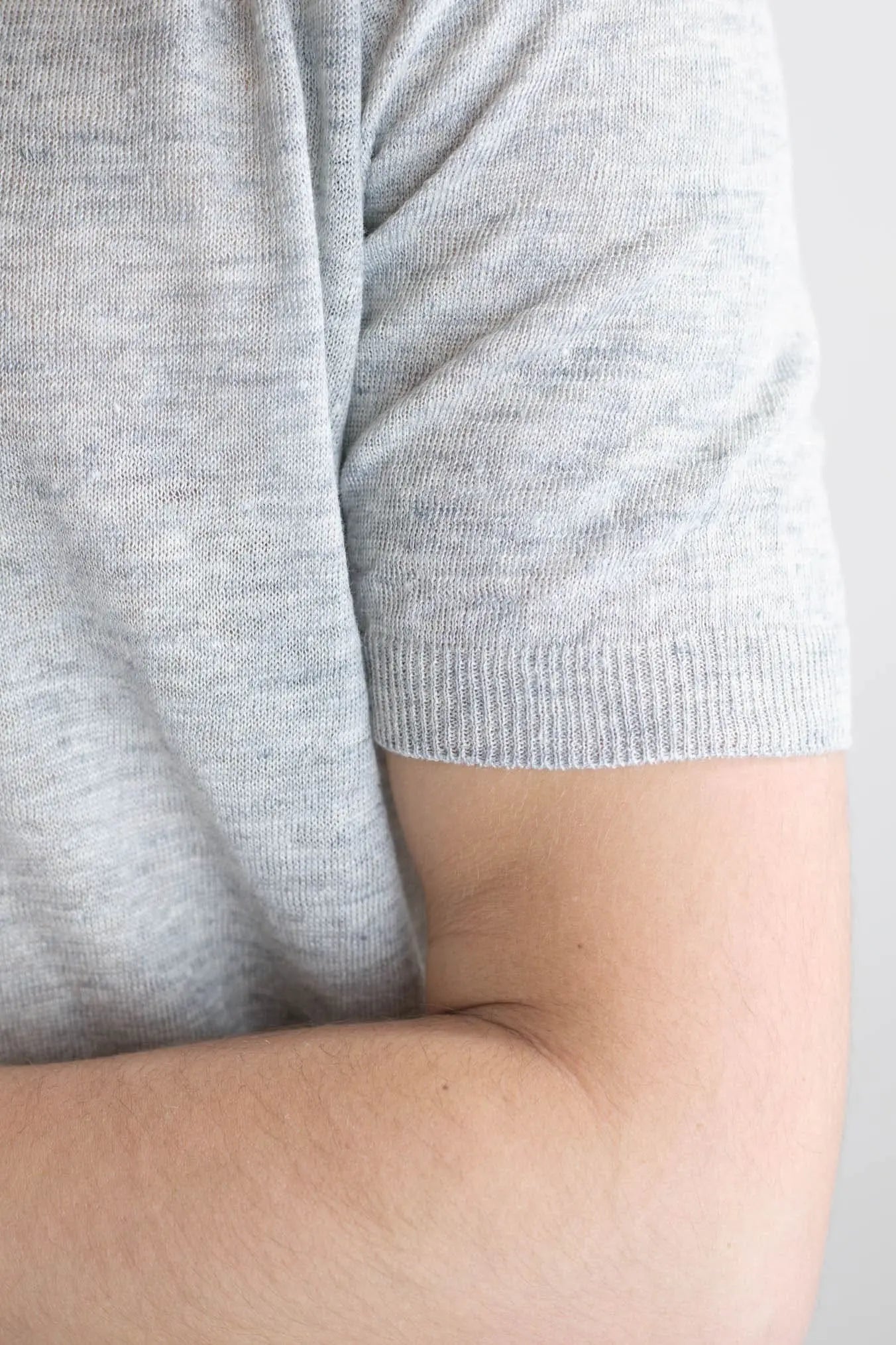 BARBA Polo Lino Senza Bottoni Grigio Mélange - Guarino Store