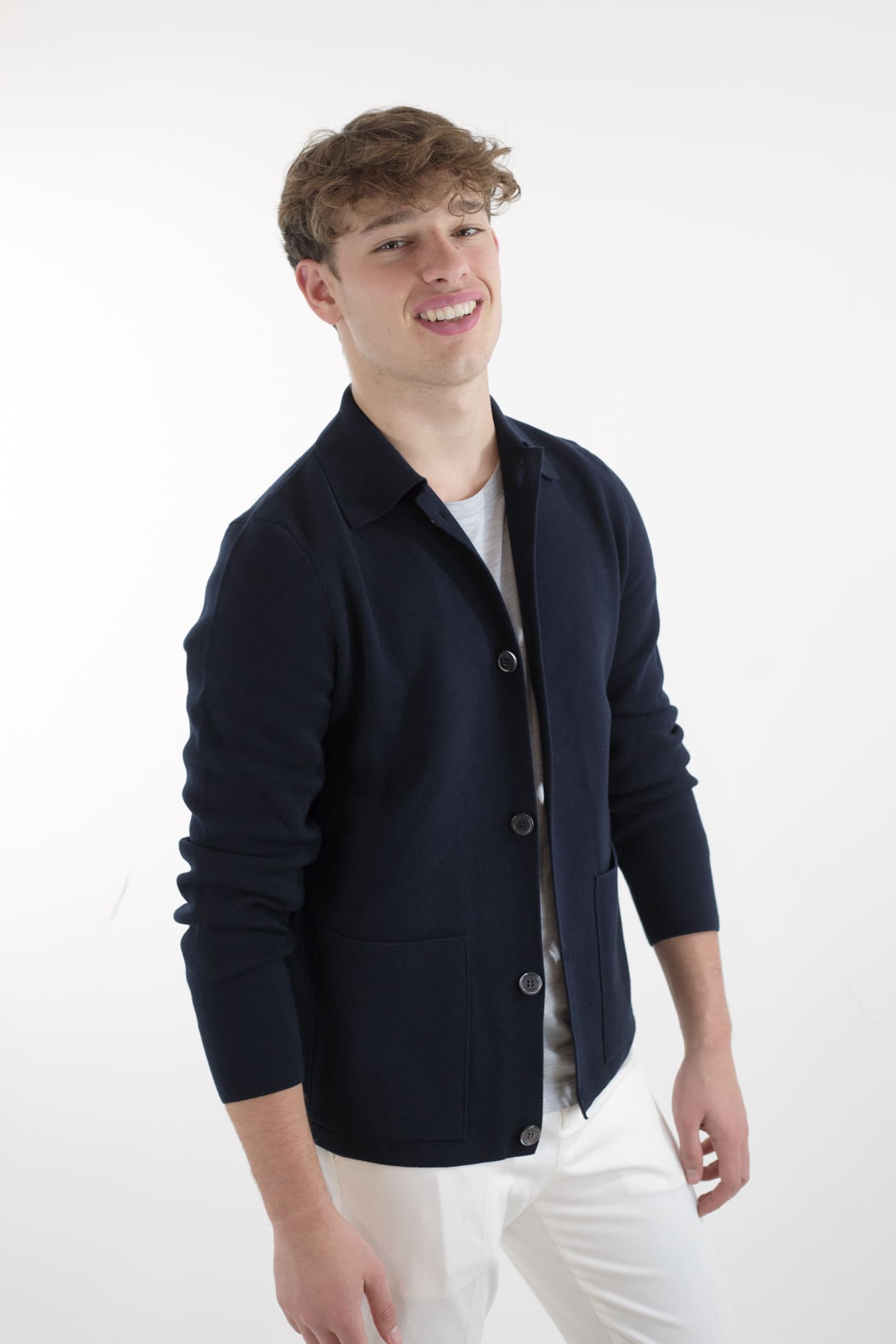 Giacca Maglia Jersey Cotone Blu Scuro - Guarino Store