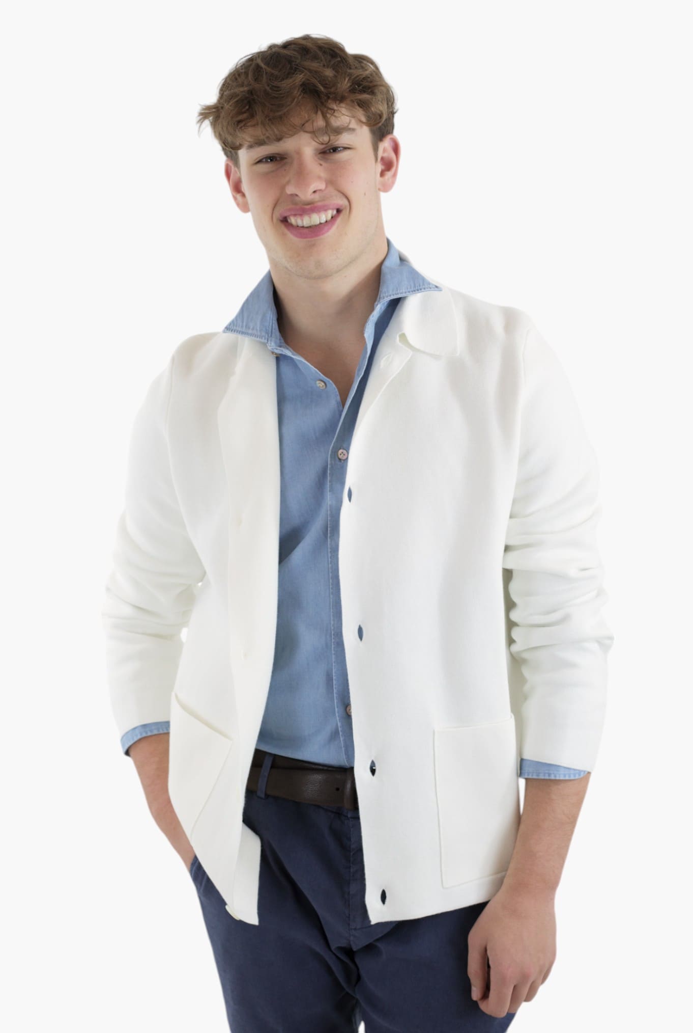 Giacca Maglia Jersey Cotone Bianco