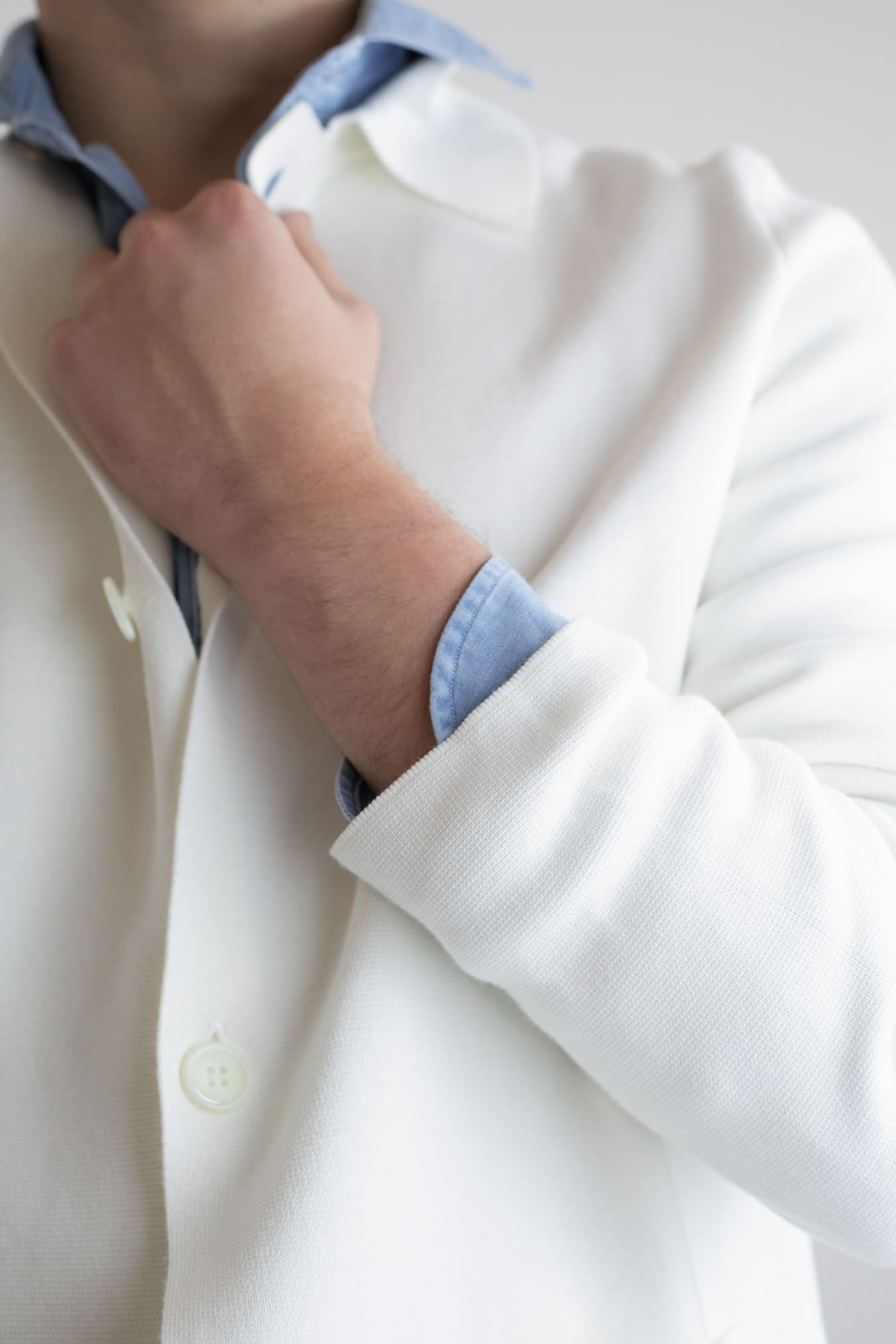 Giacca Maglia Jersey Cotone Bianco