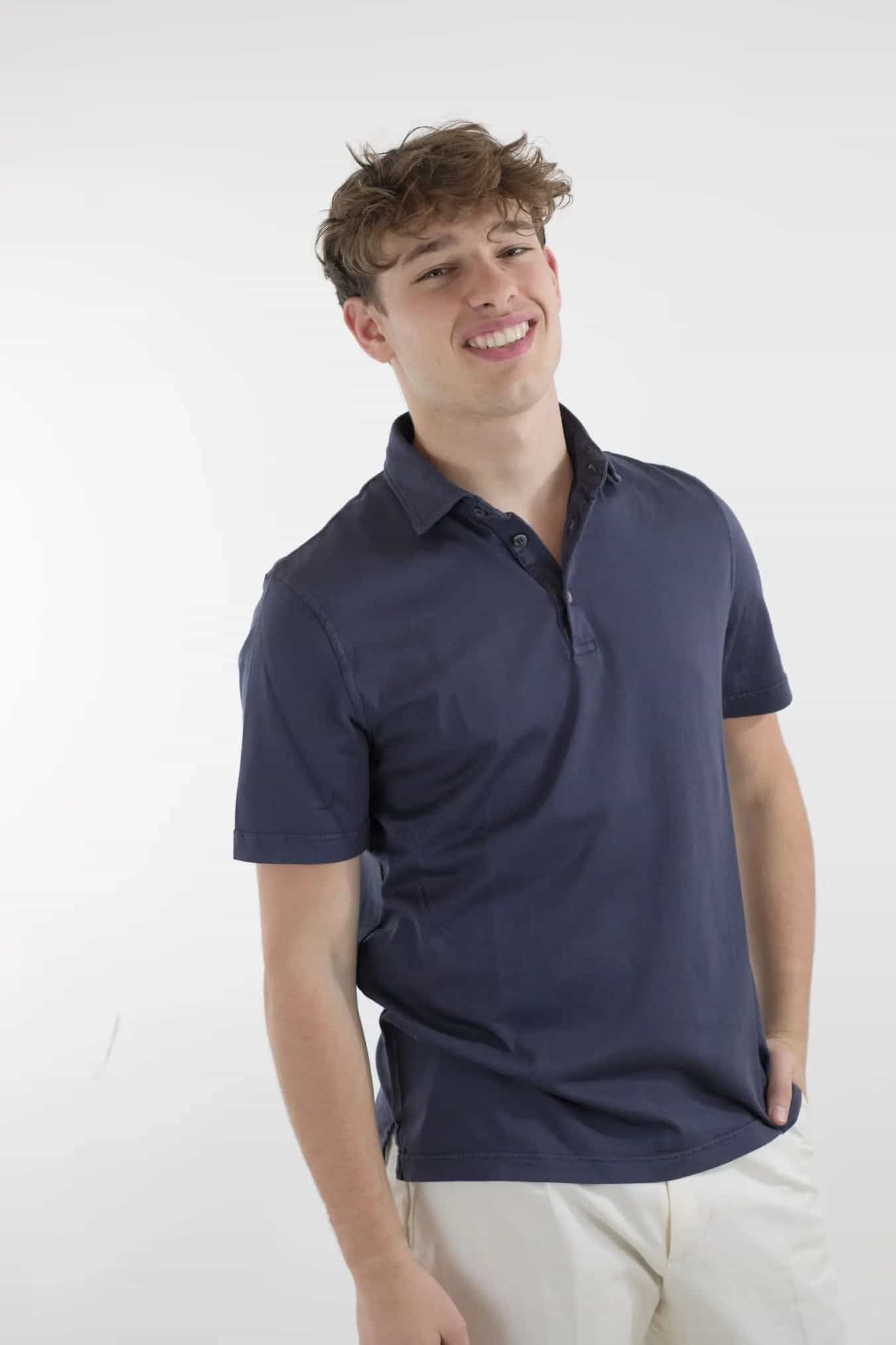 FEDELI Polo "Zero" MM Jersey Cotone Navy