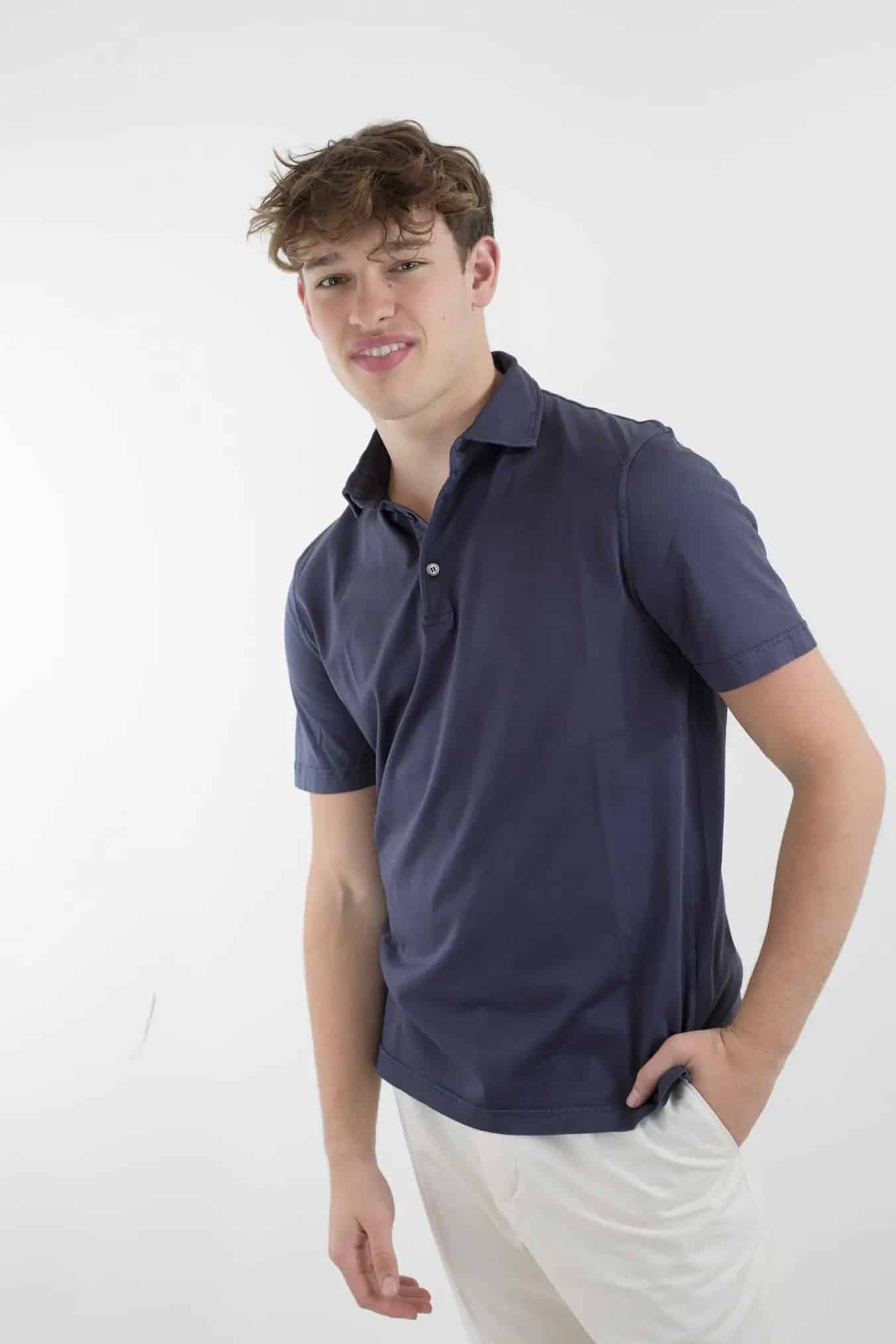 FEDELI Polo "Zero" MM Jersey Cotone Navy