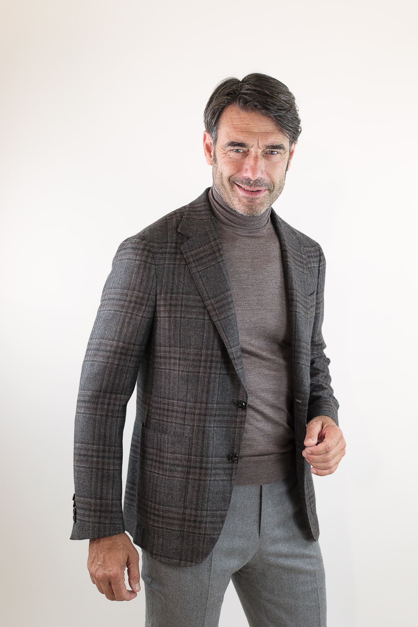 Giacca Check in Cashmere Marrone CANALI