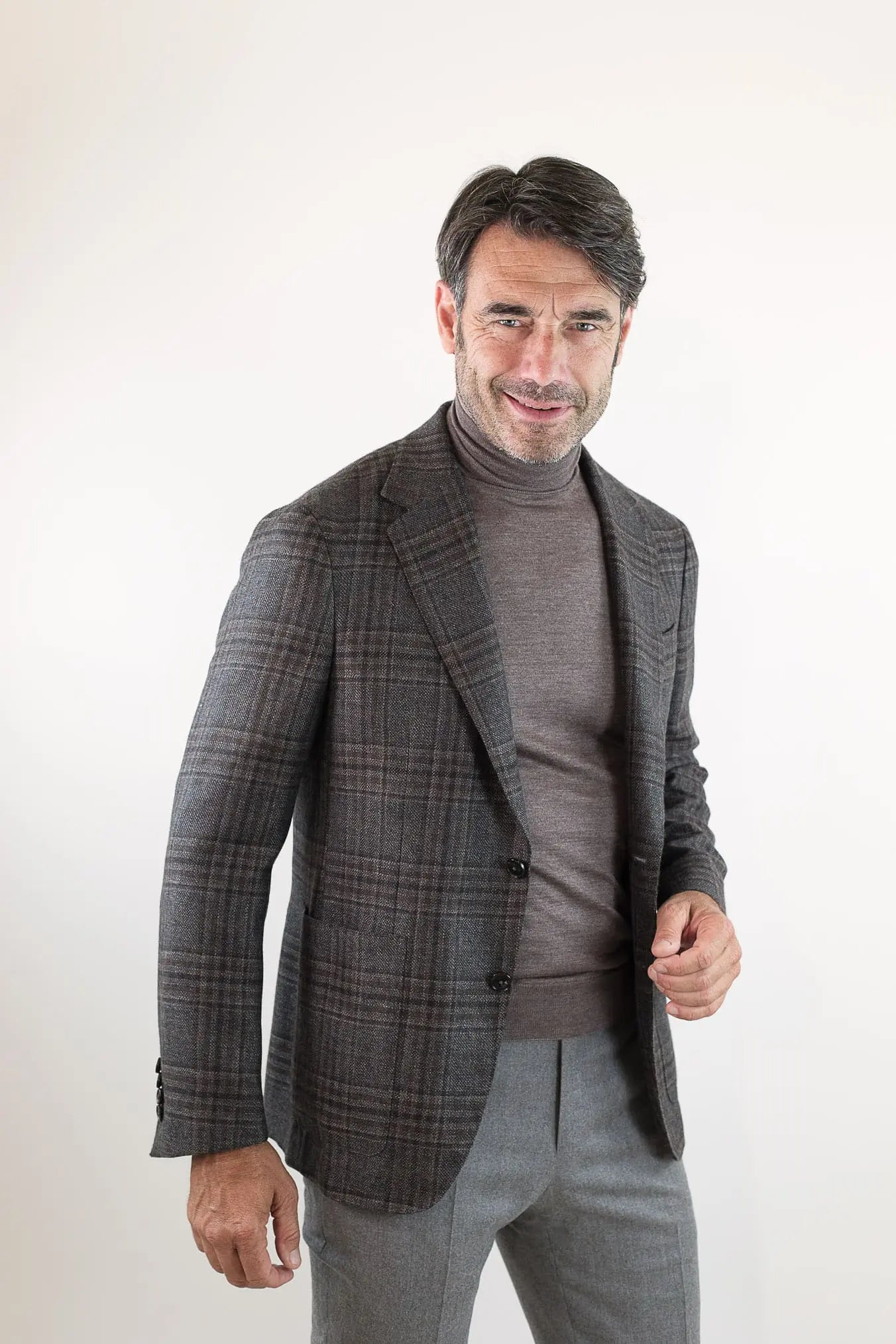 Giacca Check in Cashmere Marrone CANALI