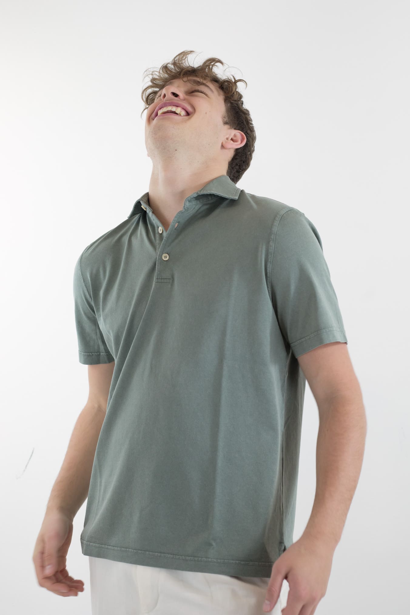 FEDELI Polo MM Cotone Organico Giza Frosted Verde - Guarino Store