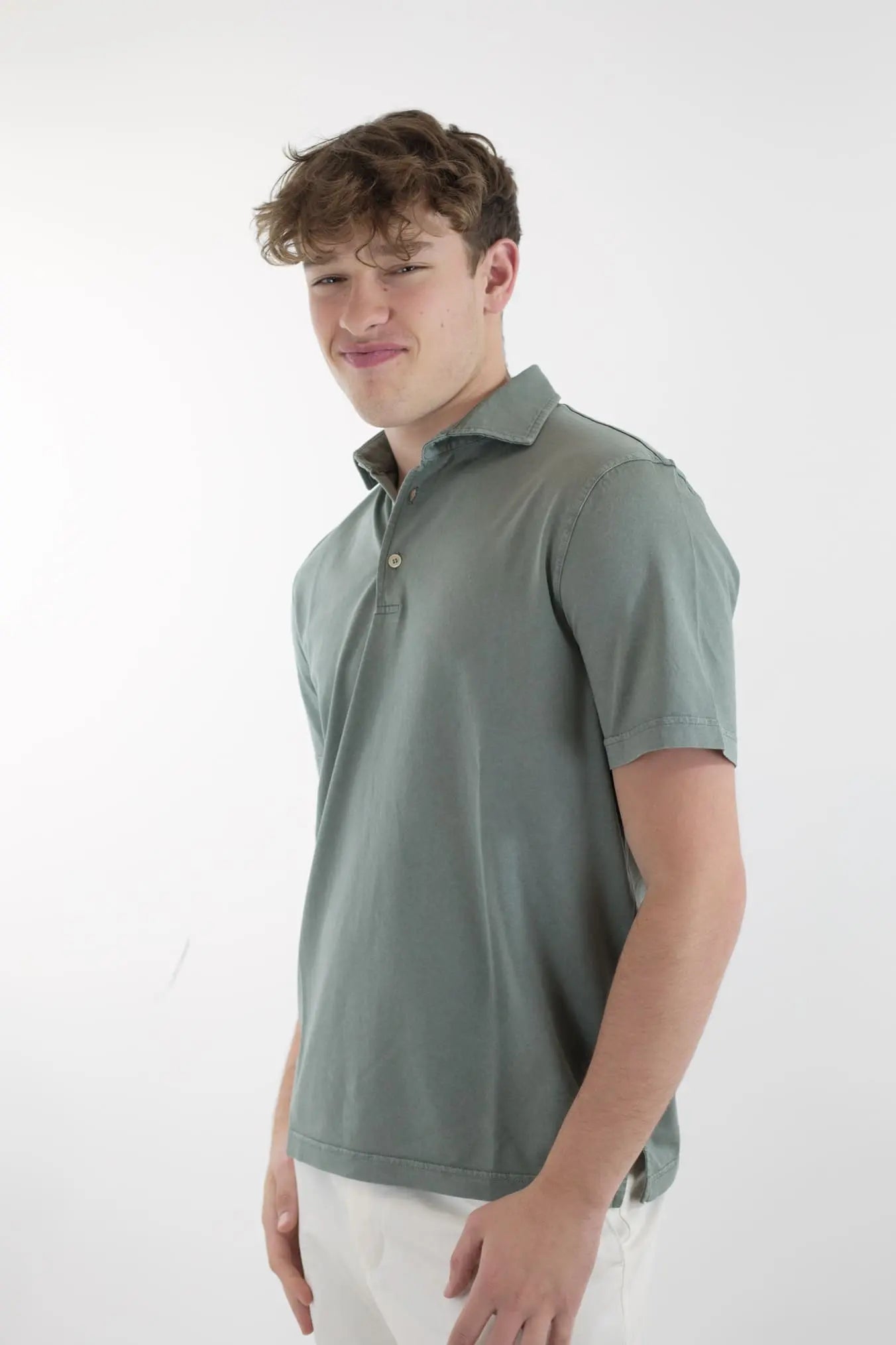 FEDELI Polo MM Cotone Organico Giza Frosted Verde - Guarino Store