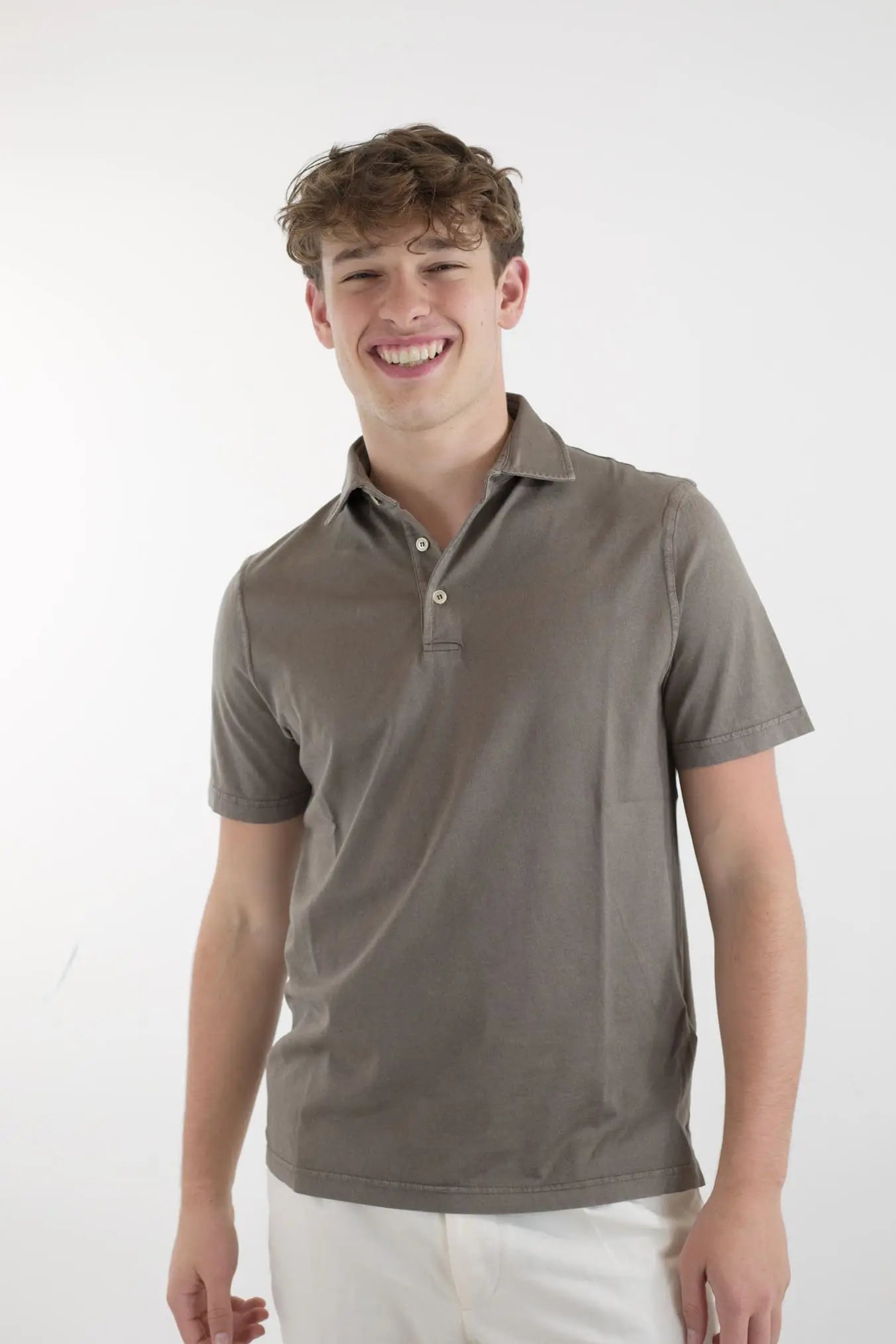 FEDELI Polo MM Cotone Organico Giza Frosted Marrone - Guarino Store