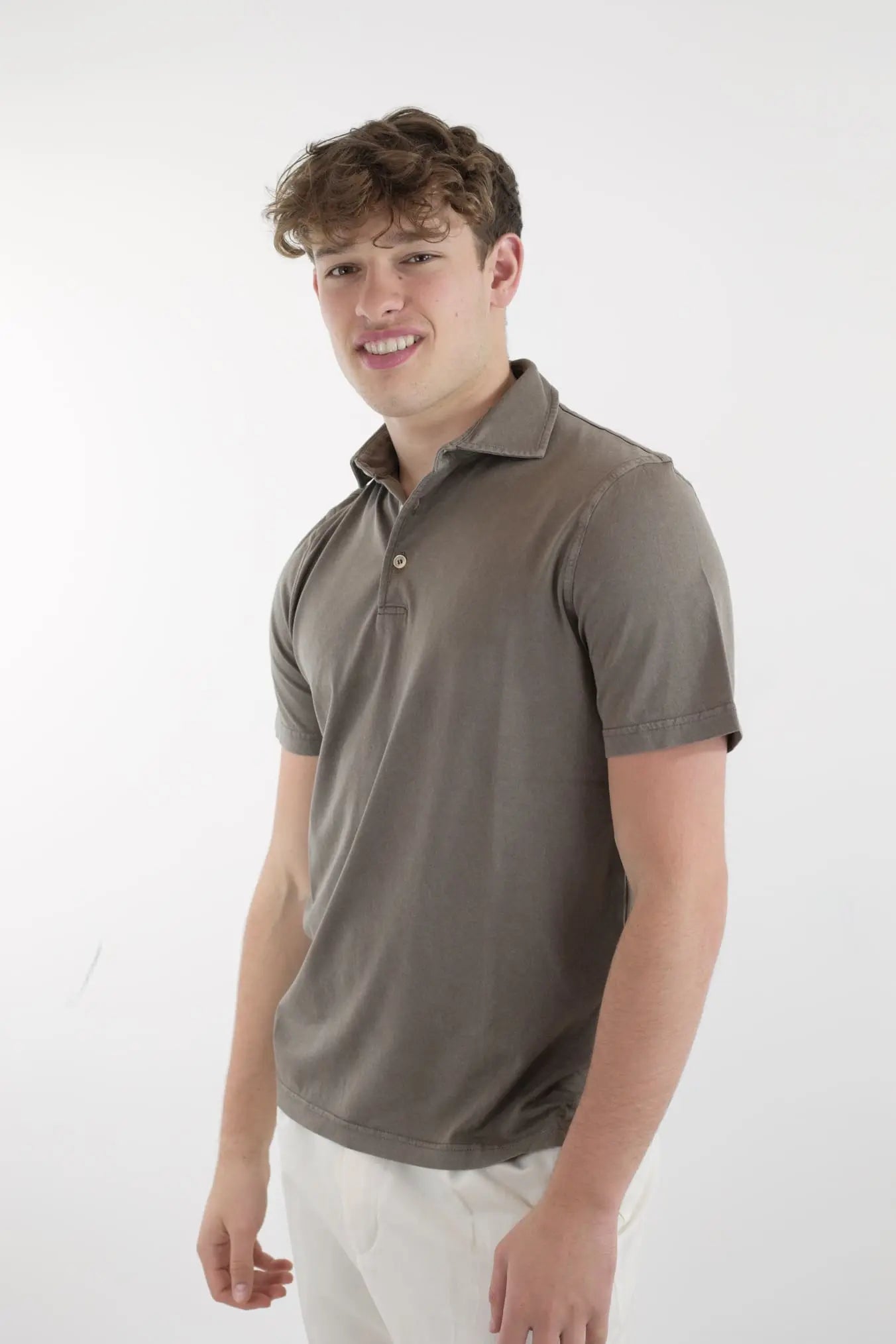 FEDELI Polo MM Cotone Organico Giza Frosted Marrone - Guarino Store