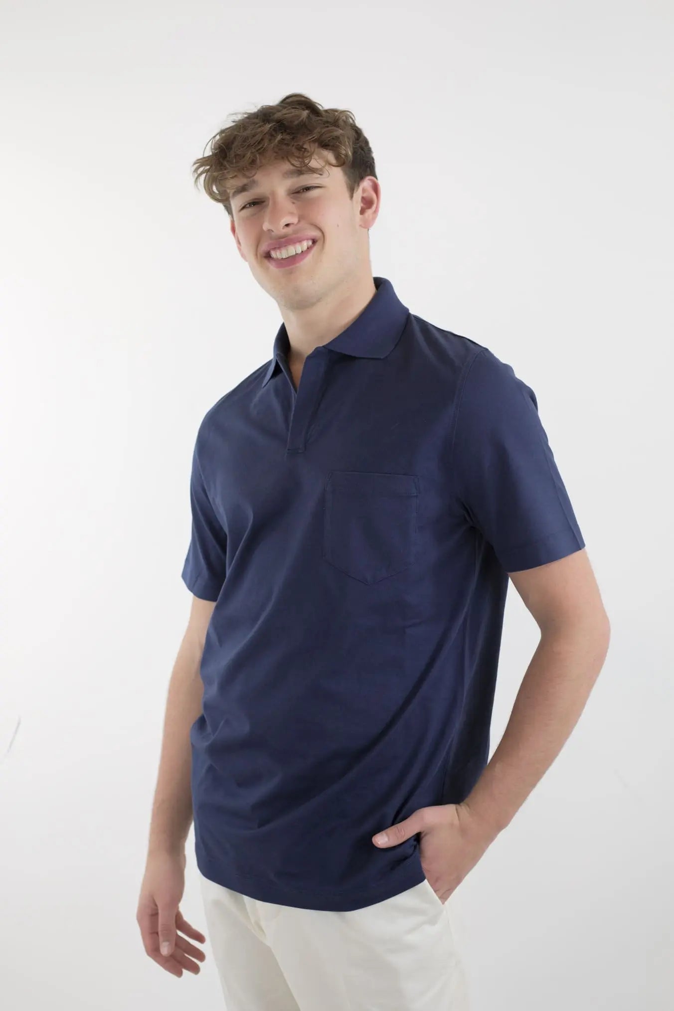Polo T-Shirt Crew Jersey Cotone Blu Navy SEASE