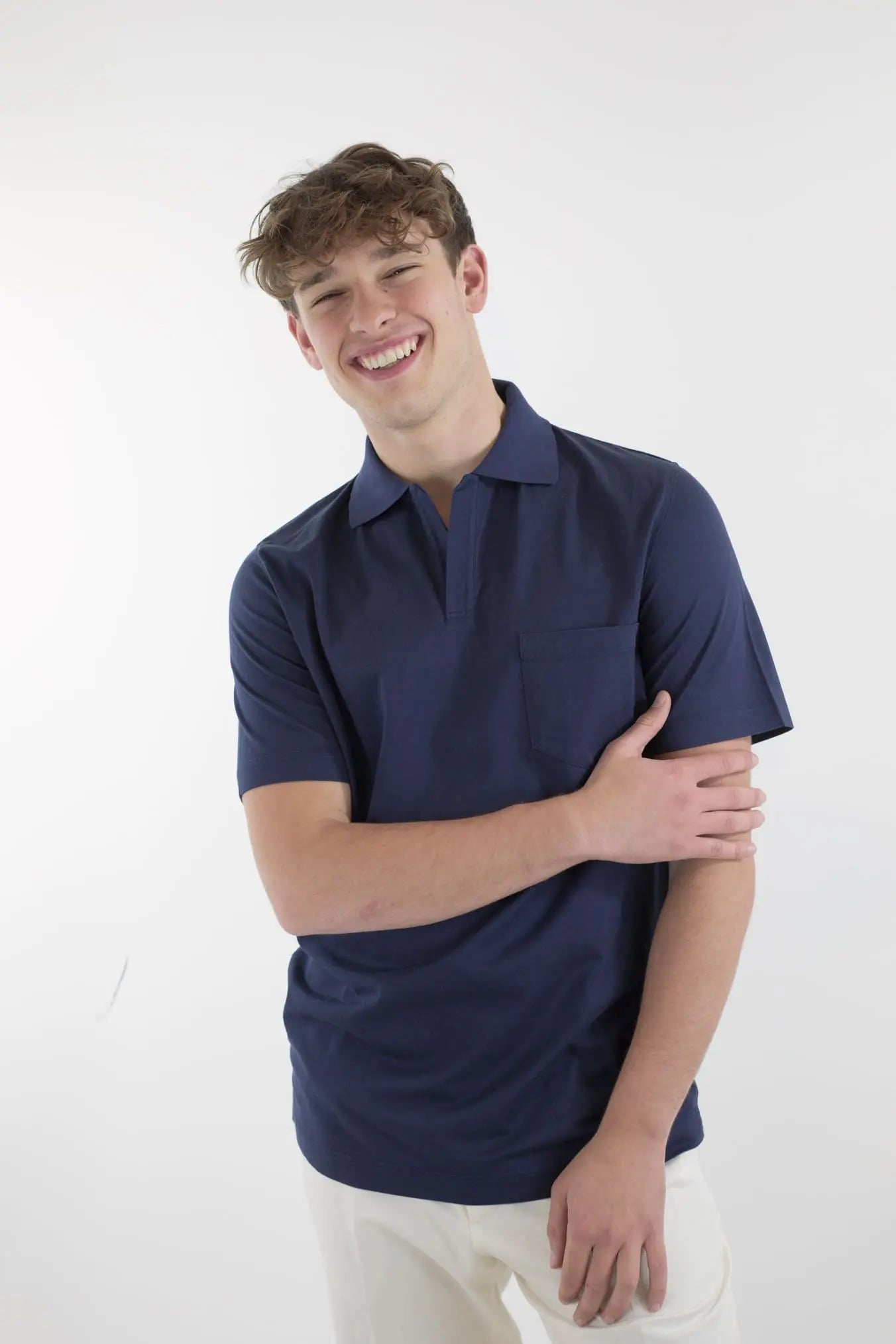 Polo T-Shirt Crew Jersey Cotone Blu Navy SEASE