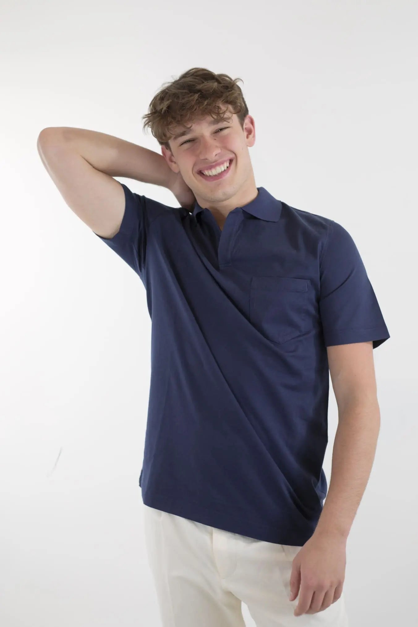 Polo T-Shirt Crew Jersey Cotone Blu Navy SEASE