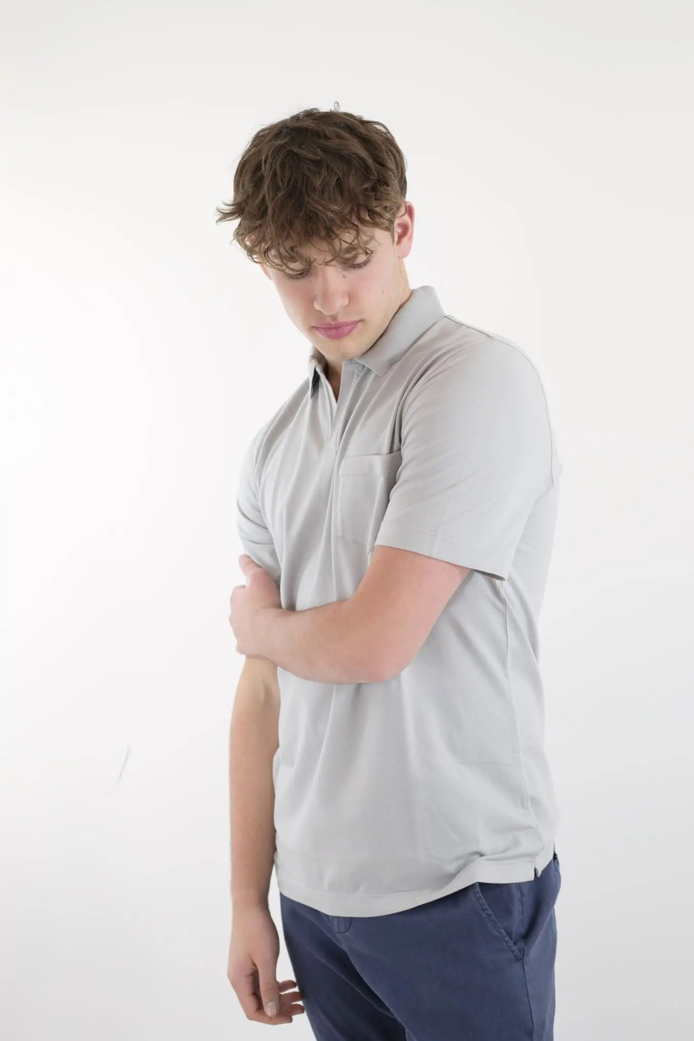 Polo T-Shirt Crew Jersey Cotone Grigio Perla SEASE
