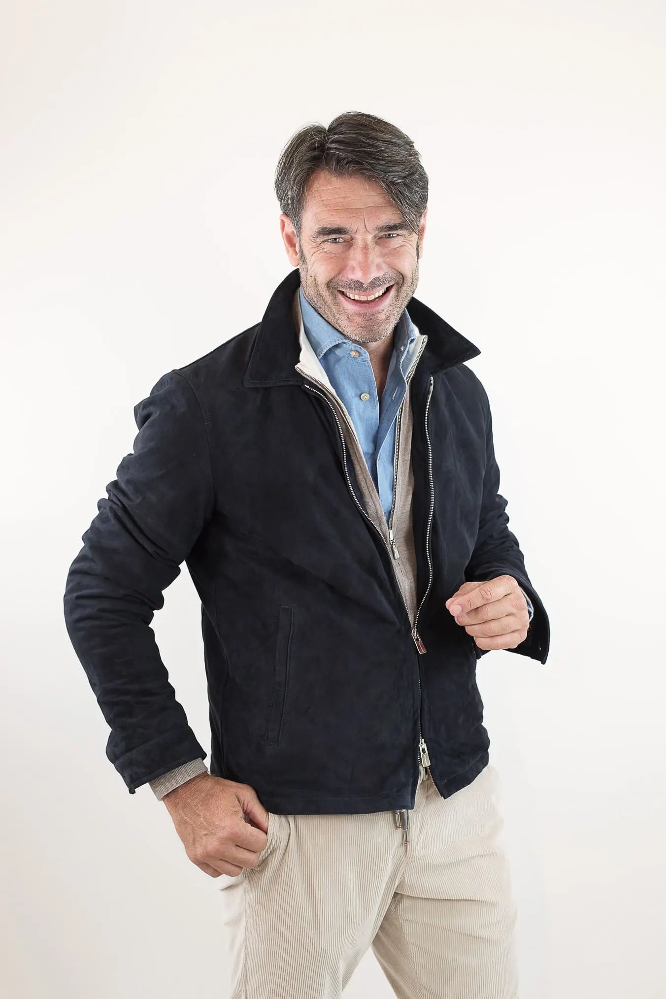 Giubbino Suede Blu CONTRASTWAY