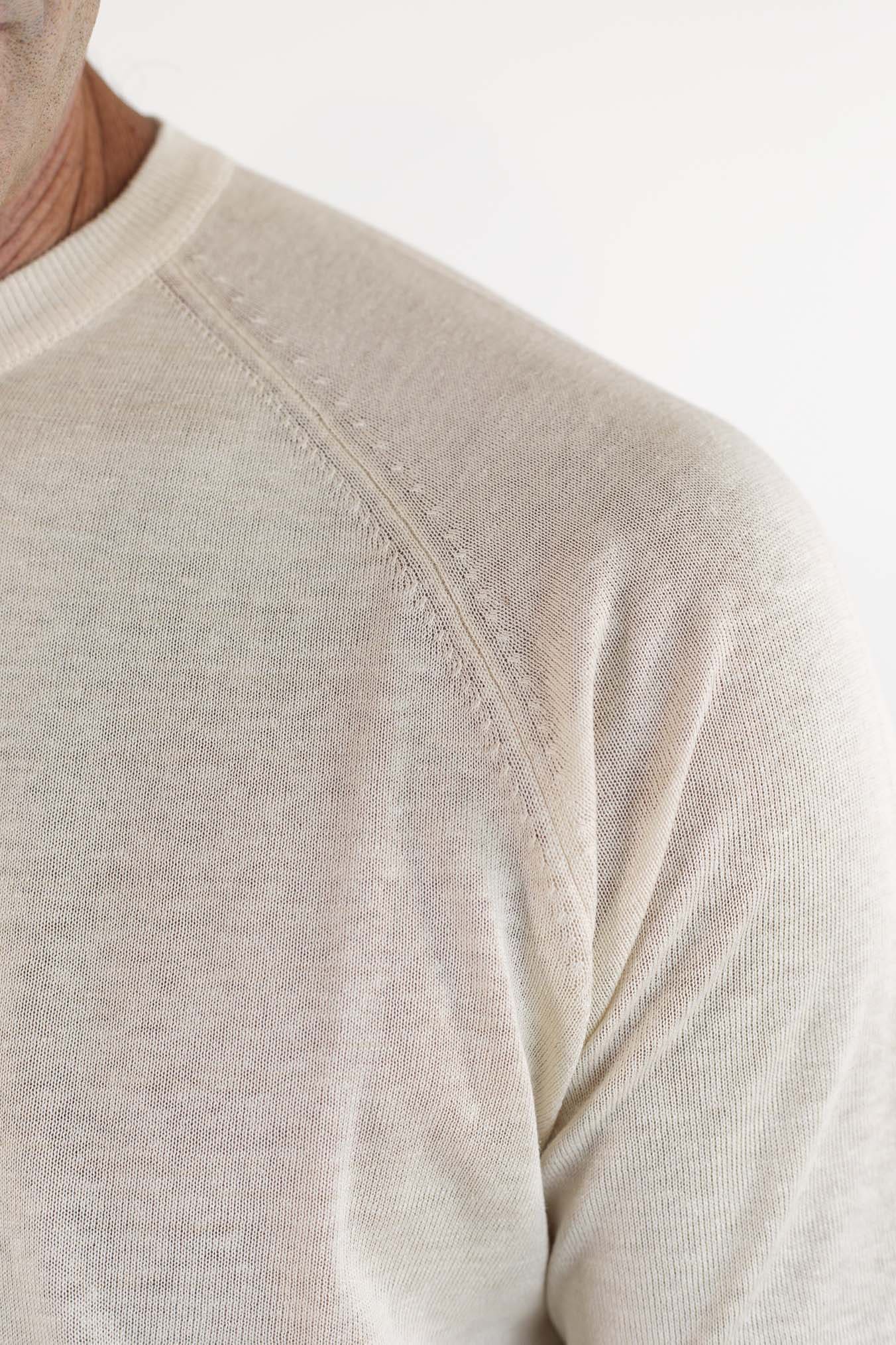 PIACENZA GUARINO Girocollo Seta Lino Maniche Corte Bianco