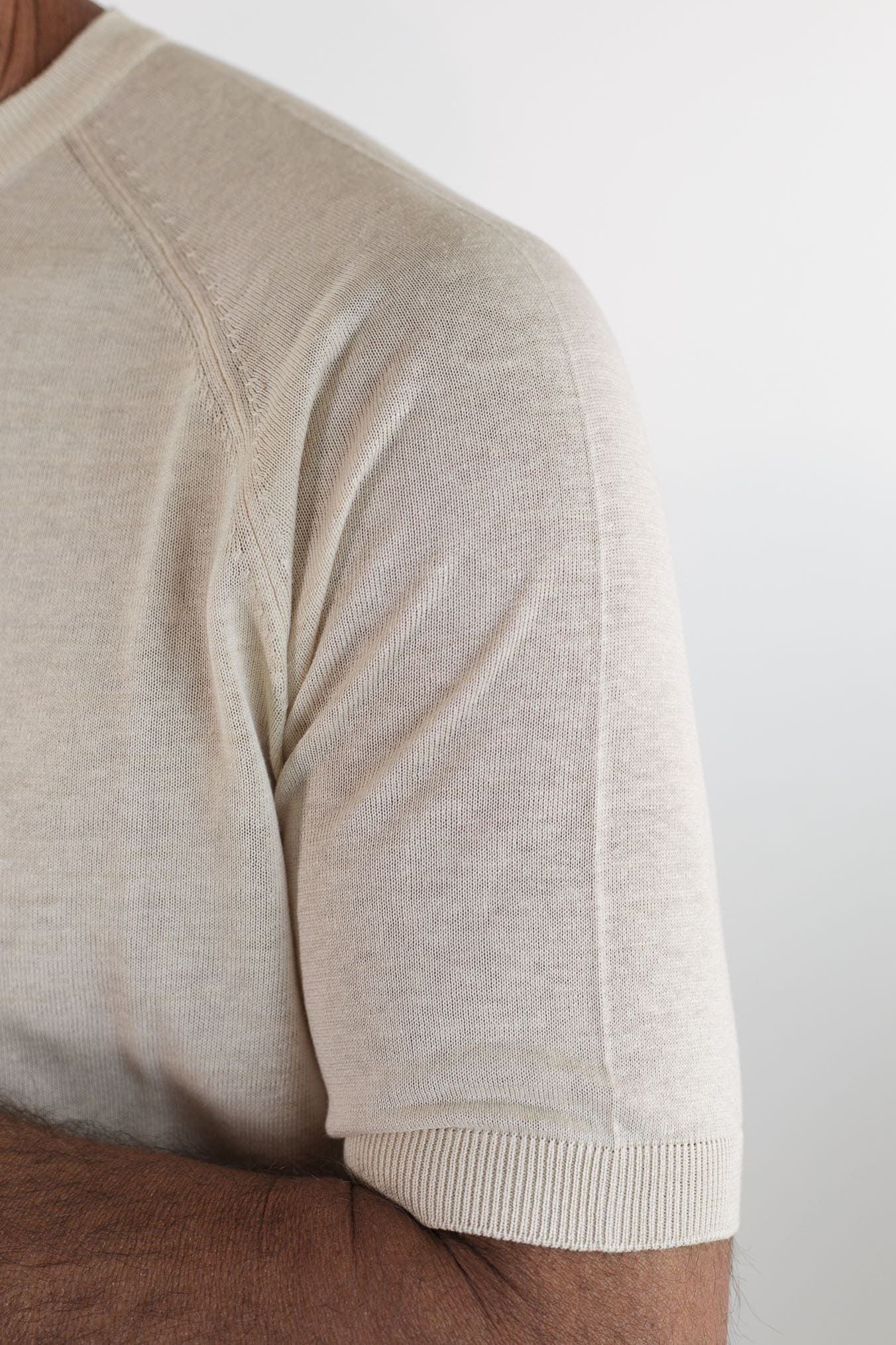 PIACENZA GUARINO Girocollo Seta Lino Maniche Corte Bianco