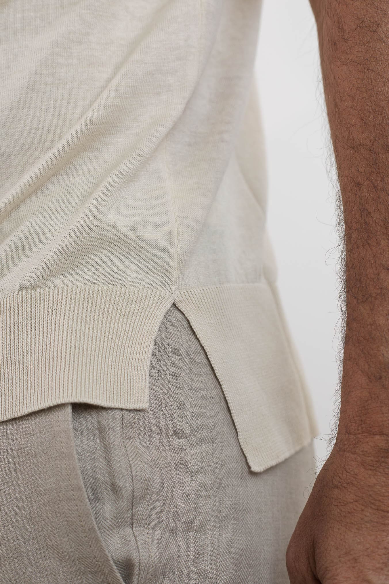 PIACENZA GUARINO Girocollo Seta Lino Maniche Corte Bianco