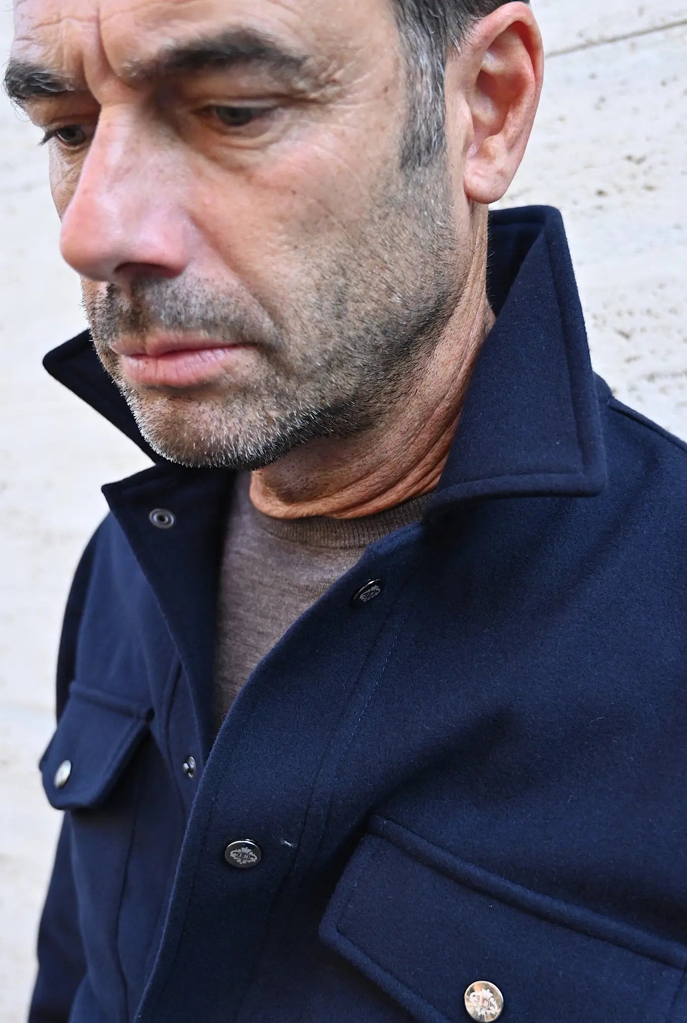Overshirt Lana Super 180's Blu Navy - Guarino Store