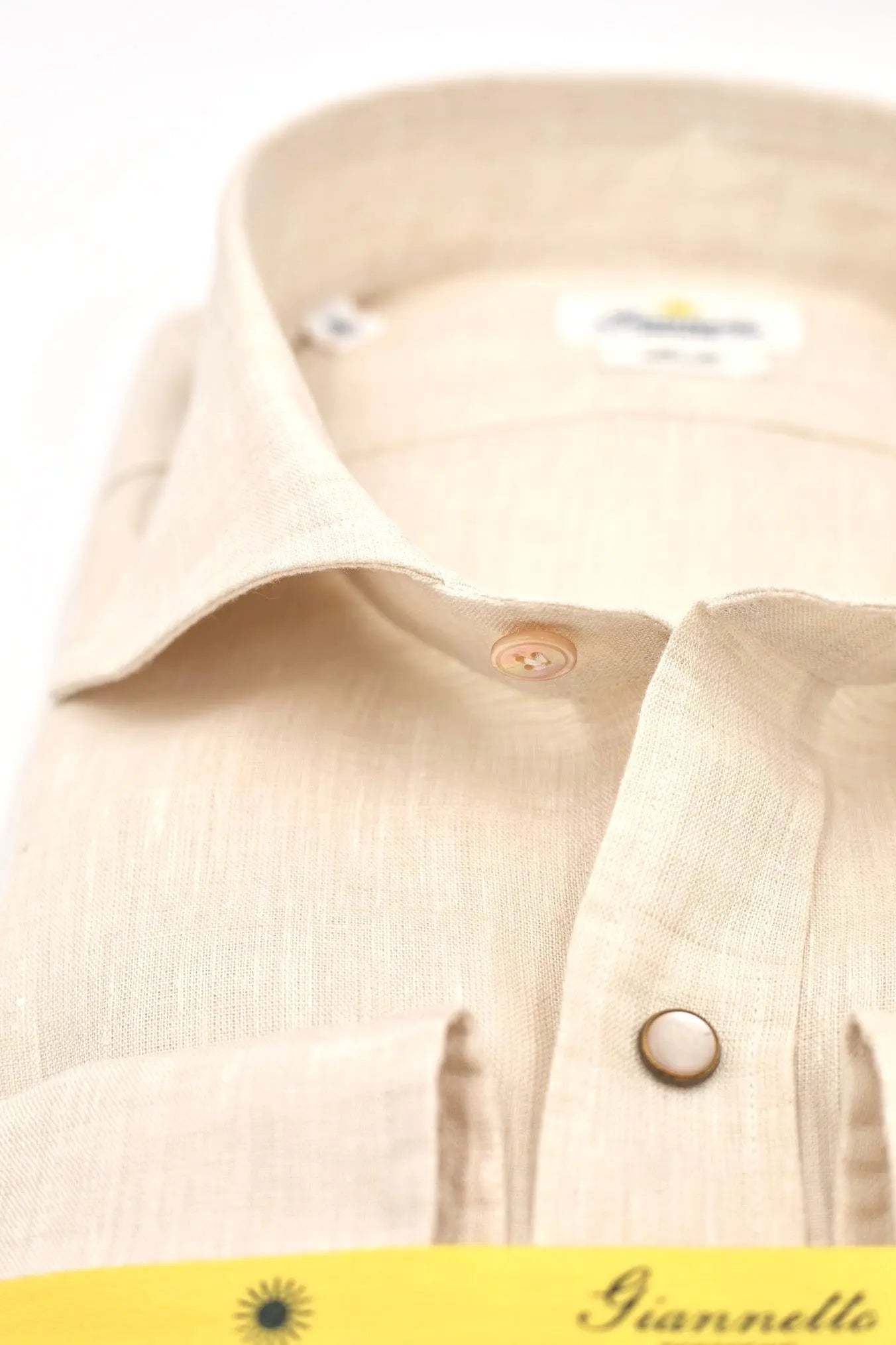 GIANNETTO PORTOFINO Camicia Lino Beige COMFORT FIT - Guarino Store
