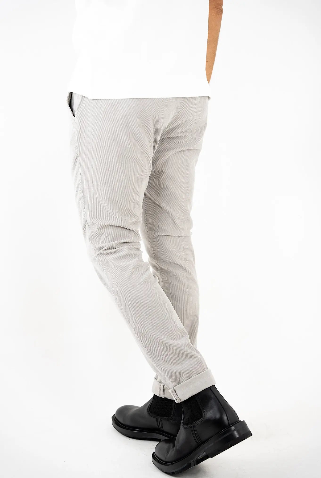 Pantaloni Velluto Millerighe Ghiaccio - Guarino Store