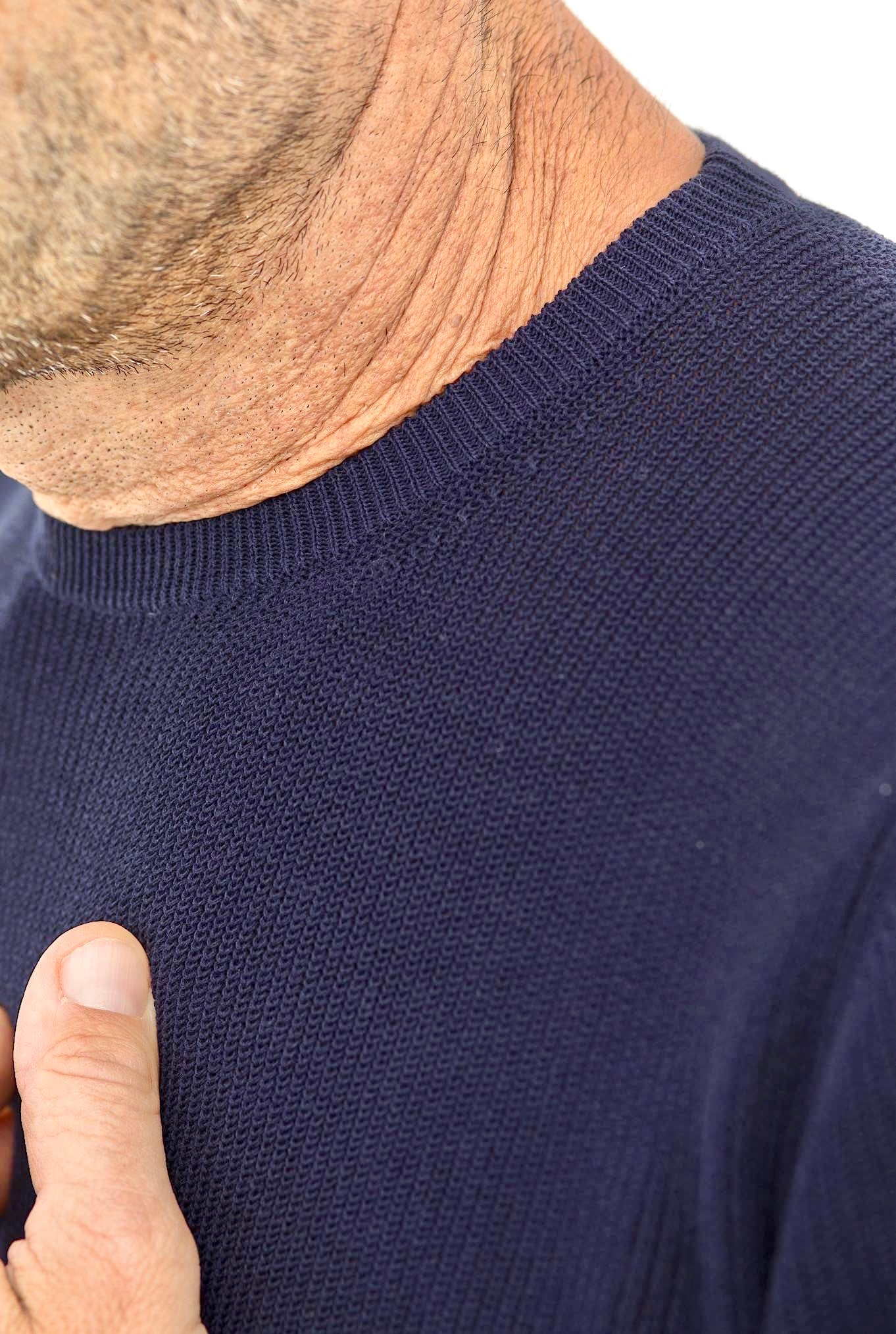 ROBERTO COLLINA Girocollo ML Cotone Crepe a Costine Blu Navy - Guarino Store