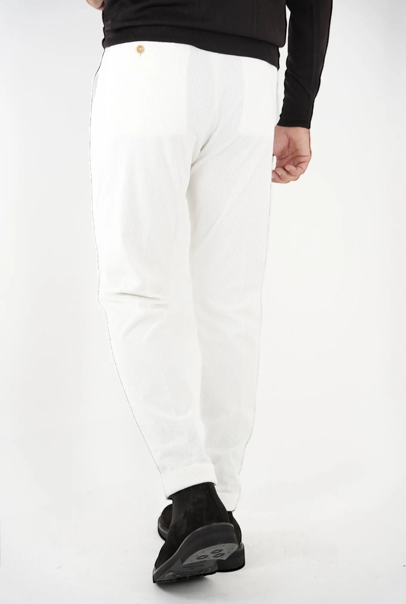 Pantaloni di Velluto con Coulisse Bianco - Guarino Store