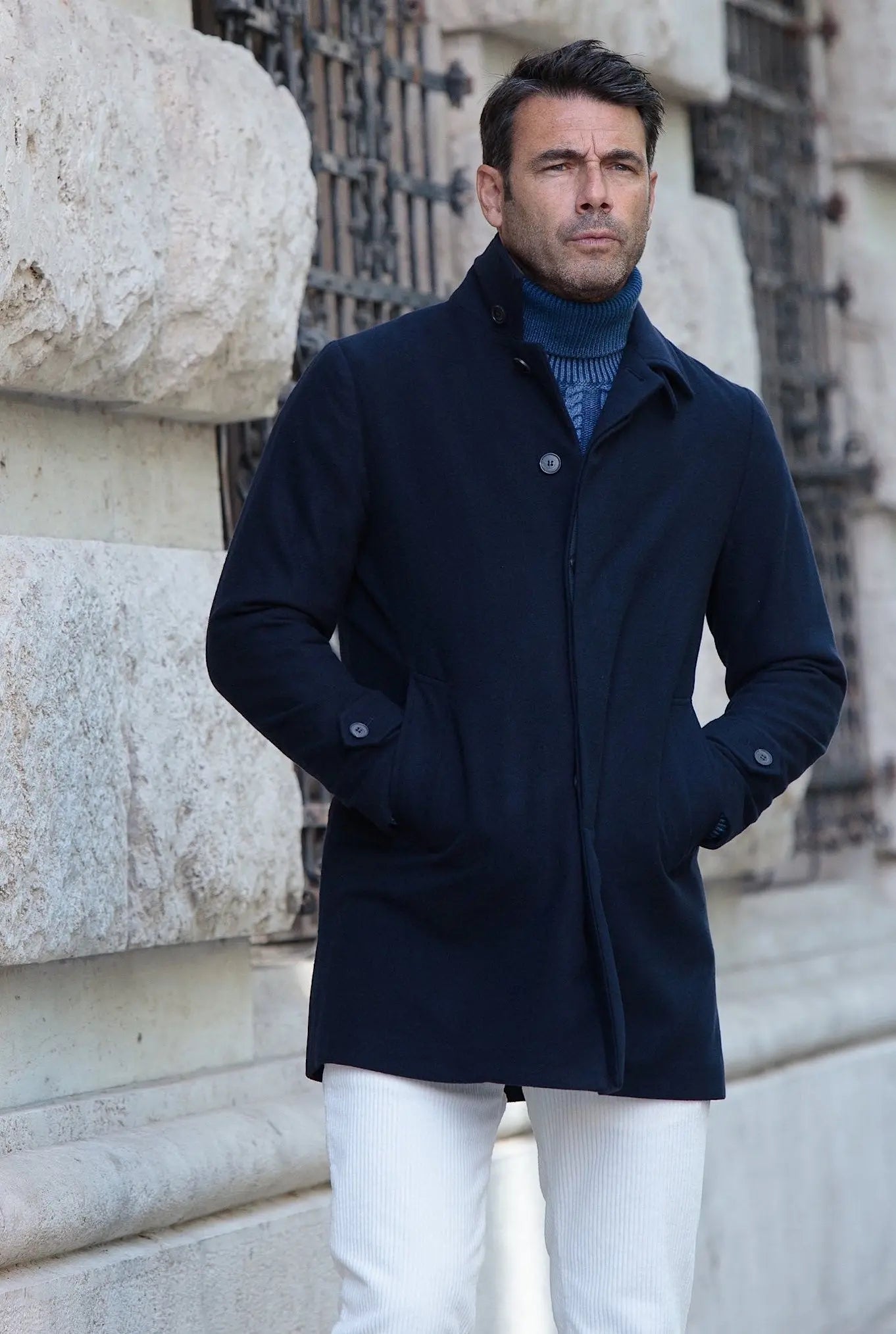 Caban in Lana Super 180's Blu - Guarino Store