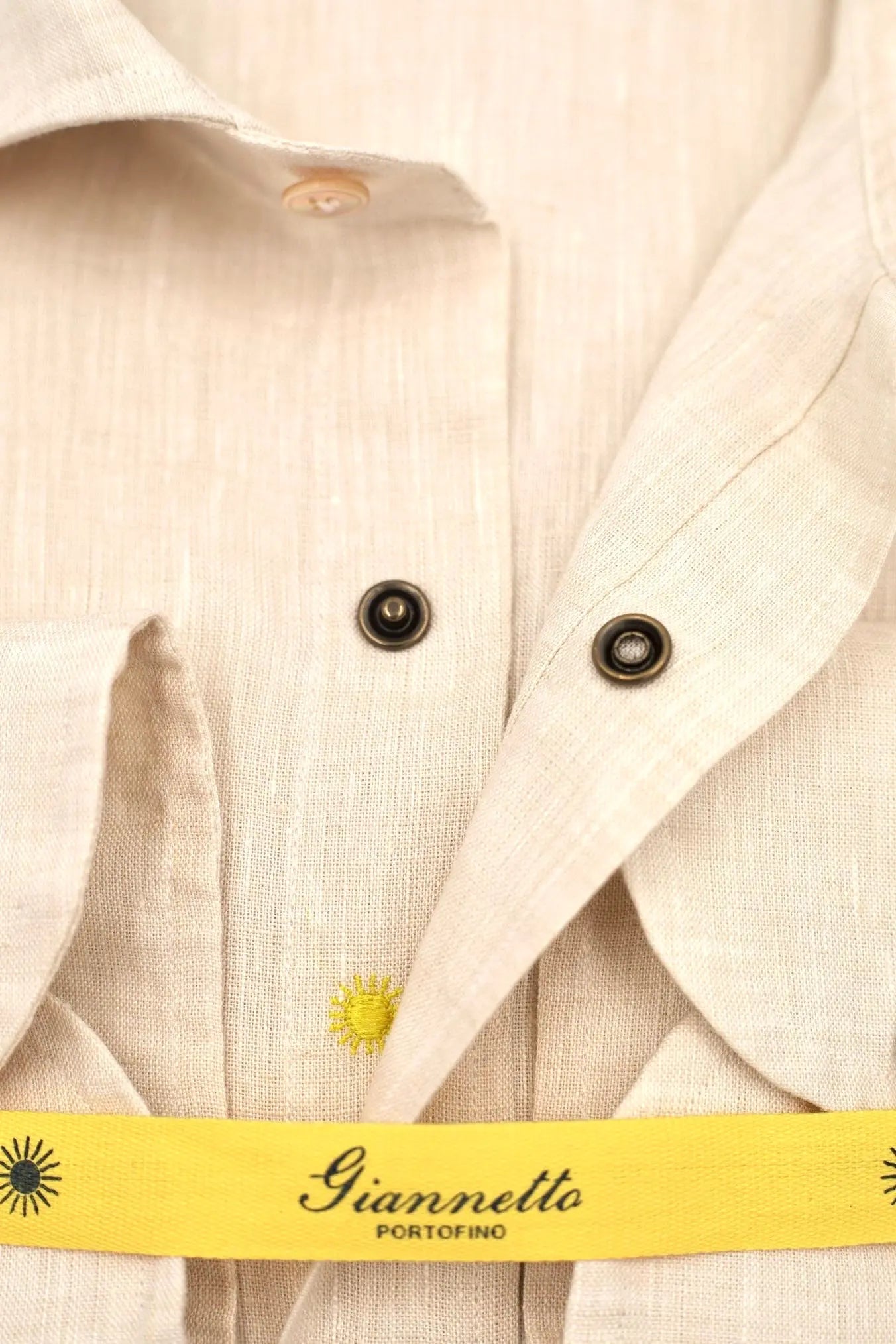 GIANNETTO PORTOFINO Camicia Lino Beige COMFORT FIT - Guarino Store