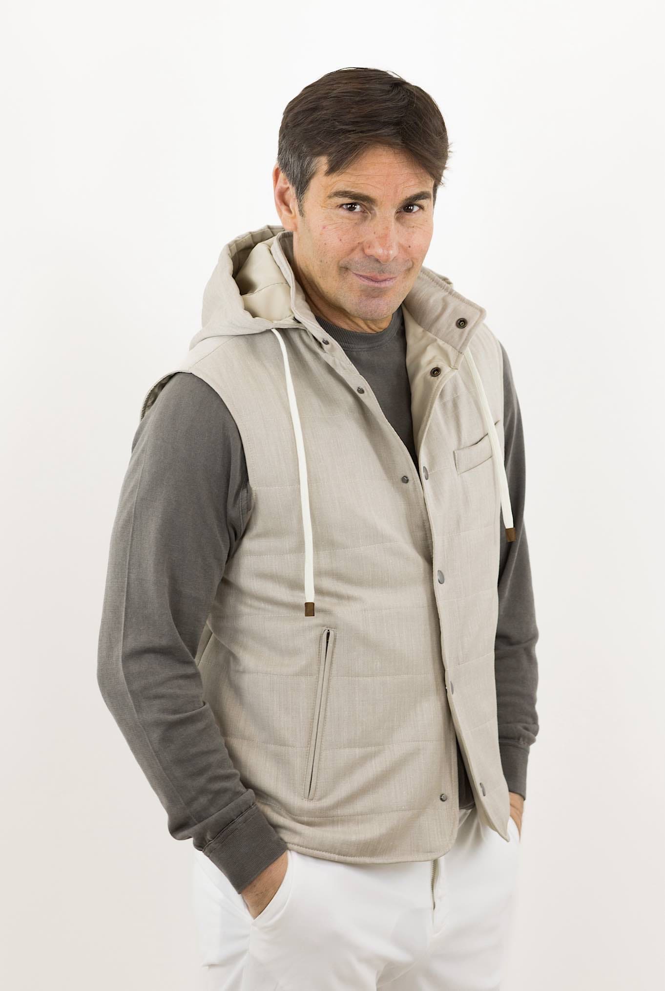 Gilet Cappuccio tessuto Loro Piana Beige - Guarino Store