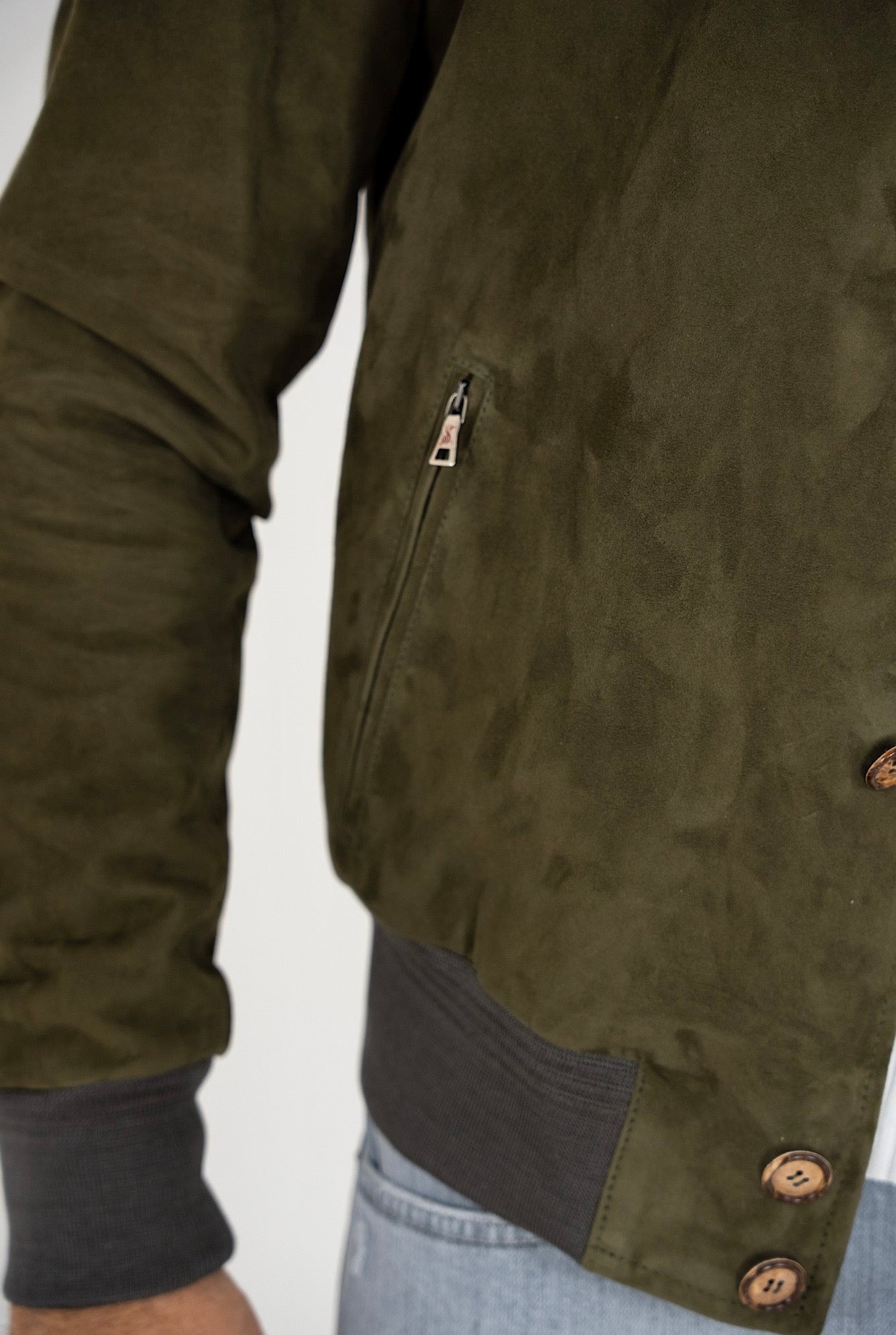 STEWART Giubbino in Suede Verde Prato - Guarino Store