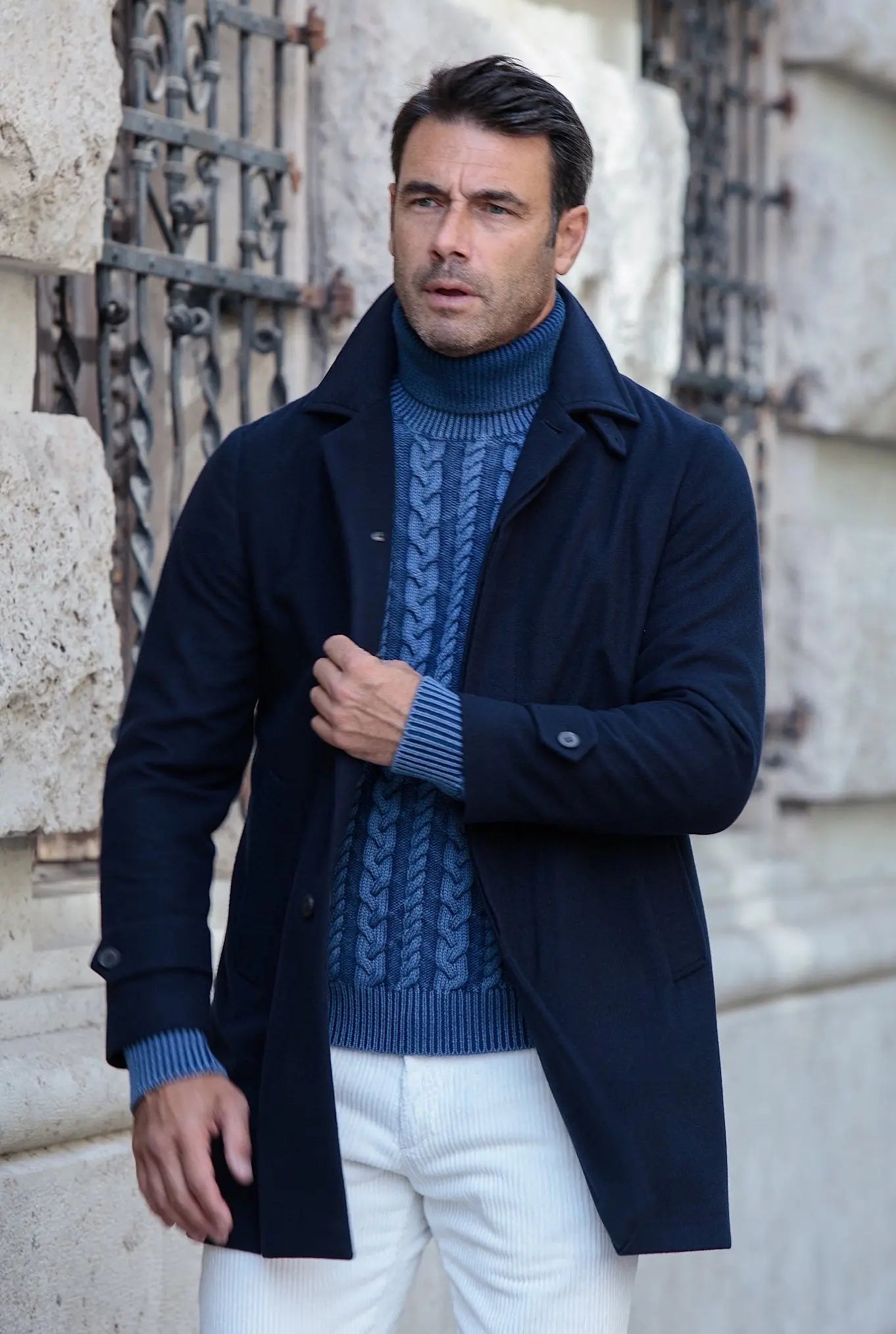 Caban in Lana Super 180's Blu - Guarino Store