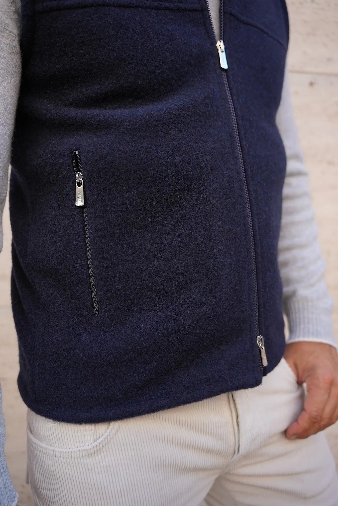 Gilet in Pile di Cashmere Blu - Guarino Store