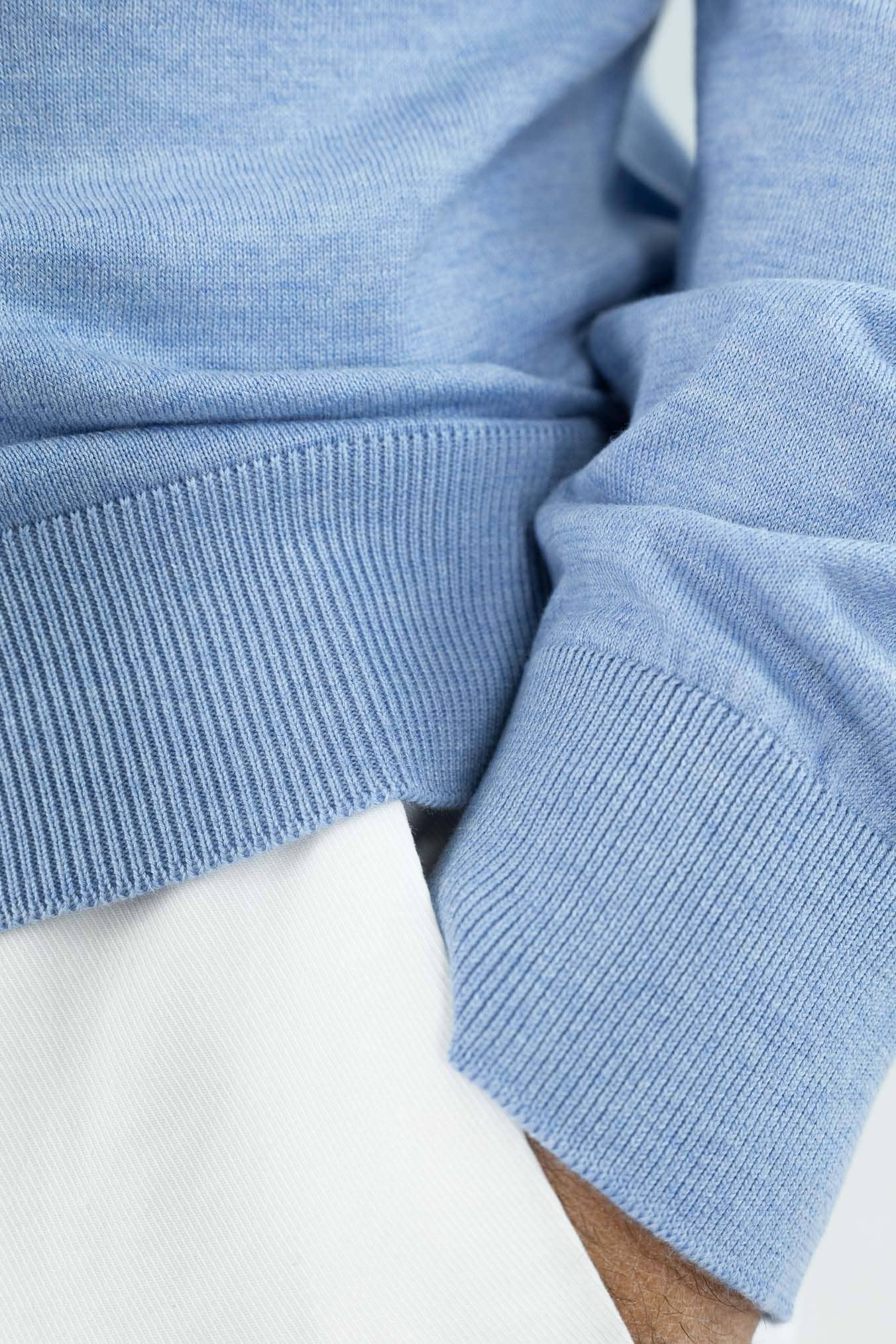 Polo Skipper Cotone Sea Island Celeste - Guarino Store