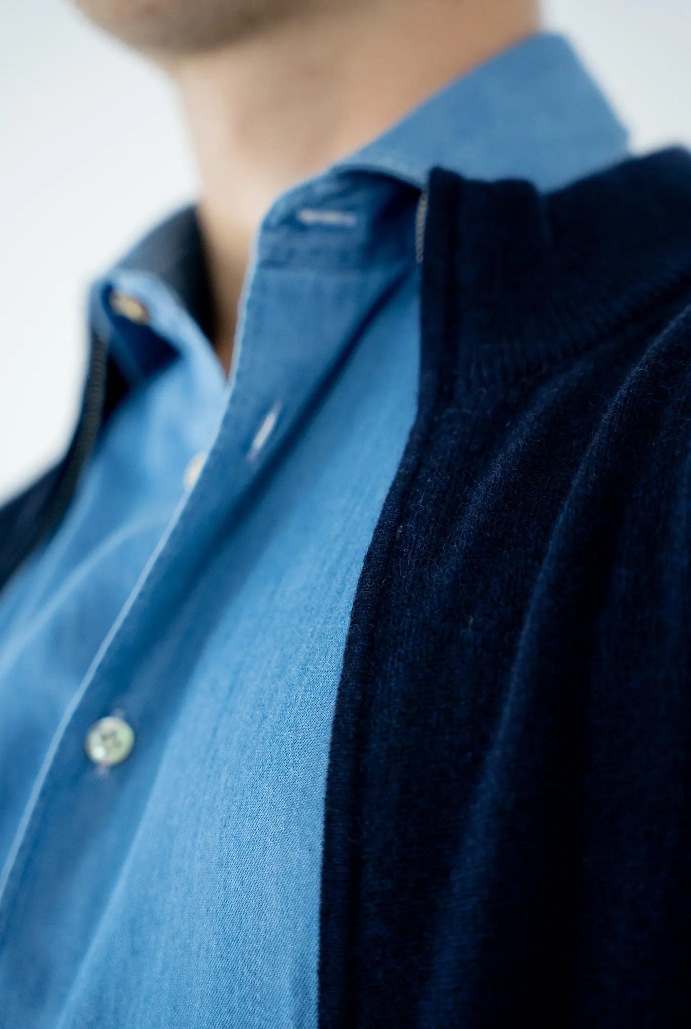 Pullover Full Zip Cashmere Blu - Guarino Store