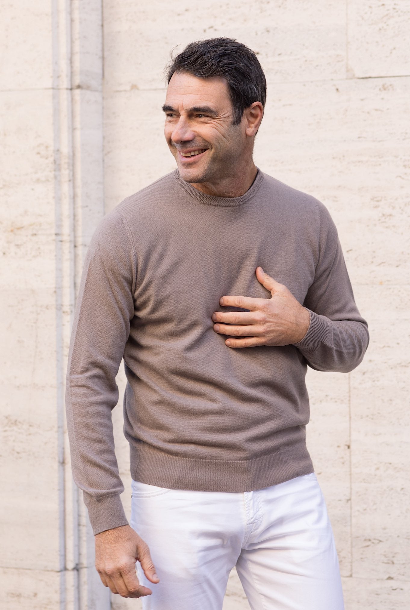 Girocollo Kid Cashmere Beige Corda - Guarino Store