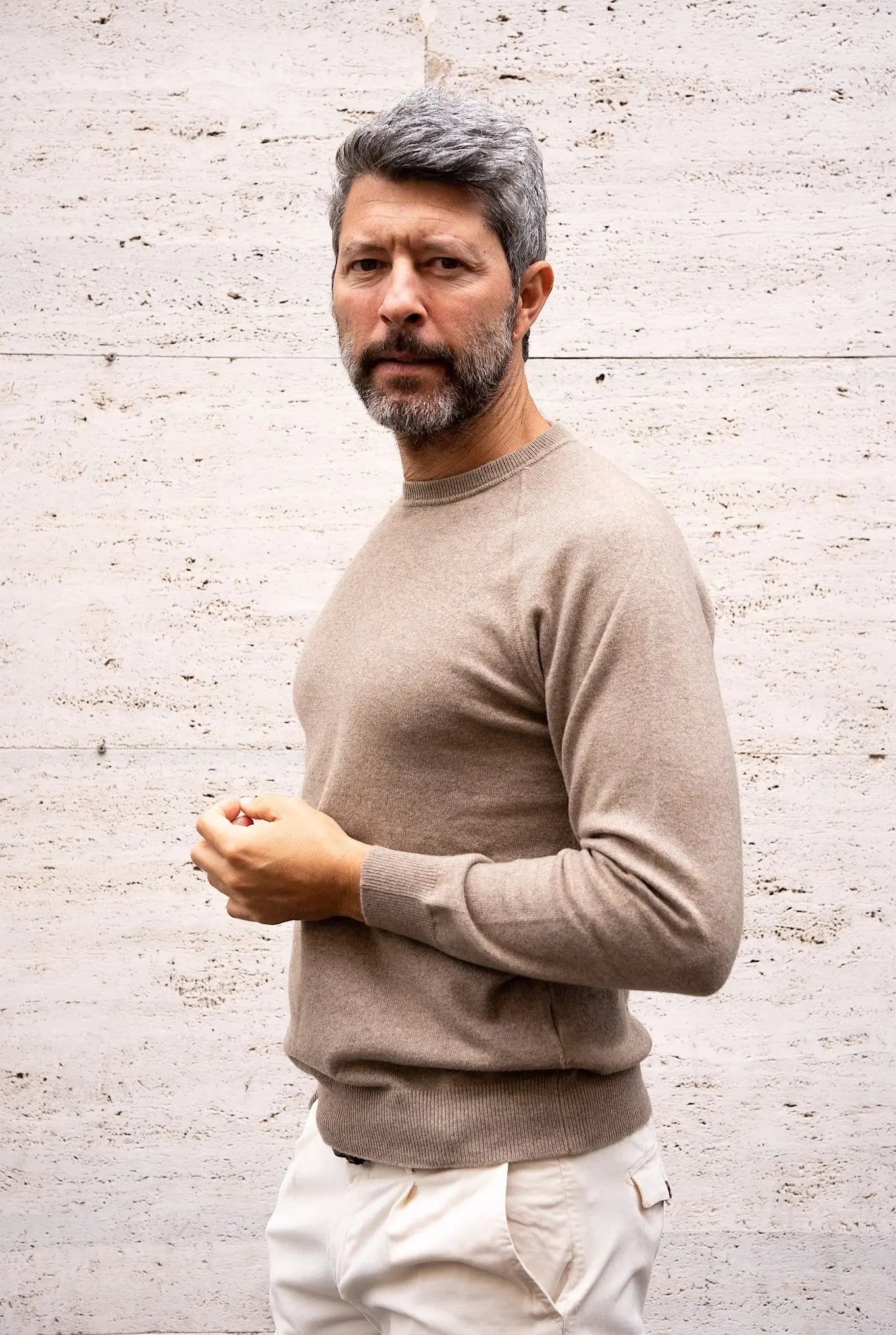 Girocollo Cashmere RaglanBeige Chiaro - Guarino Store