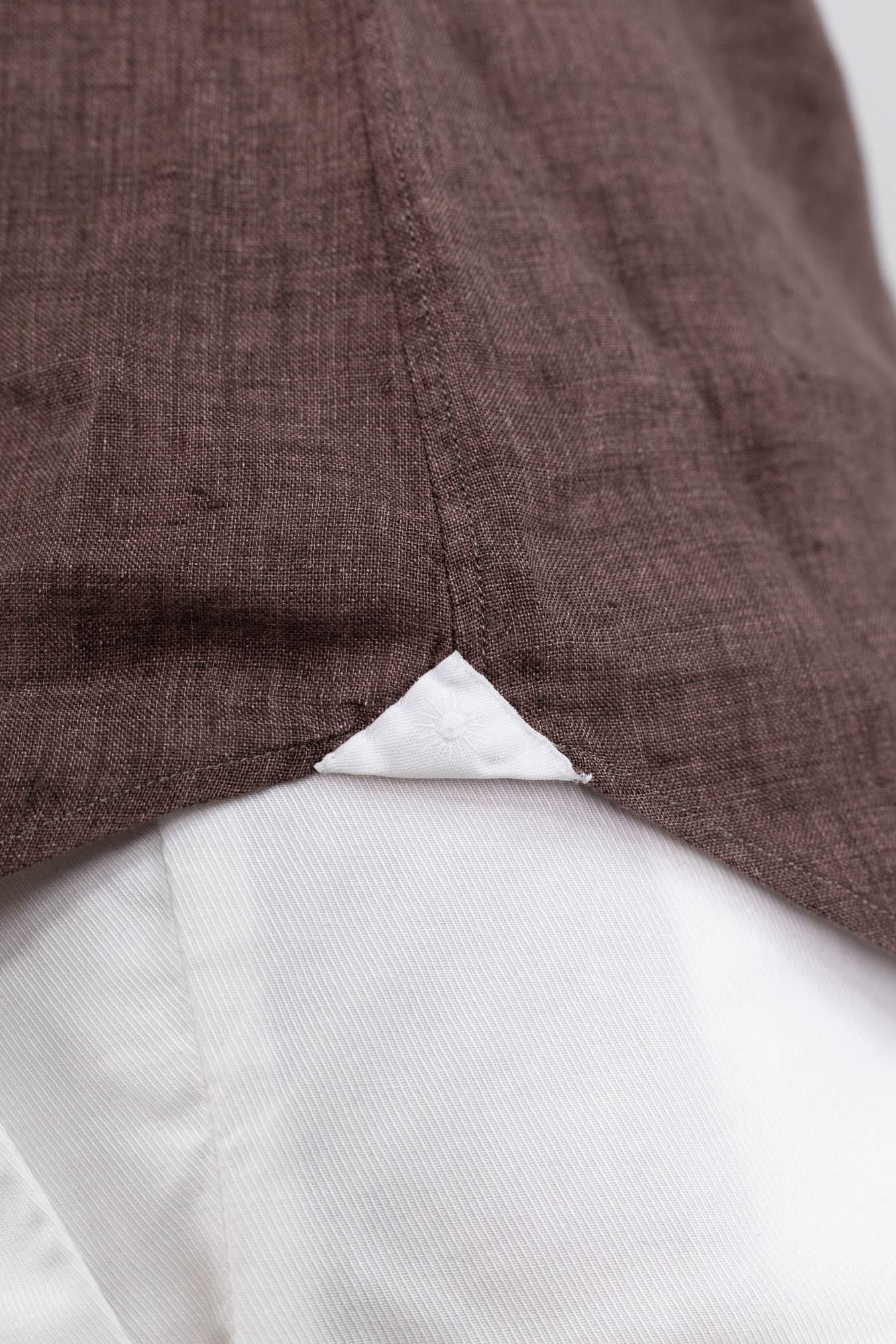 GIANNETTO PORTOFINO Camicia Lino Marrone SLIM FIT