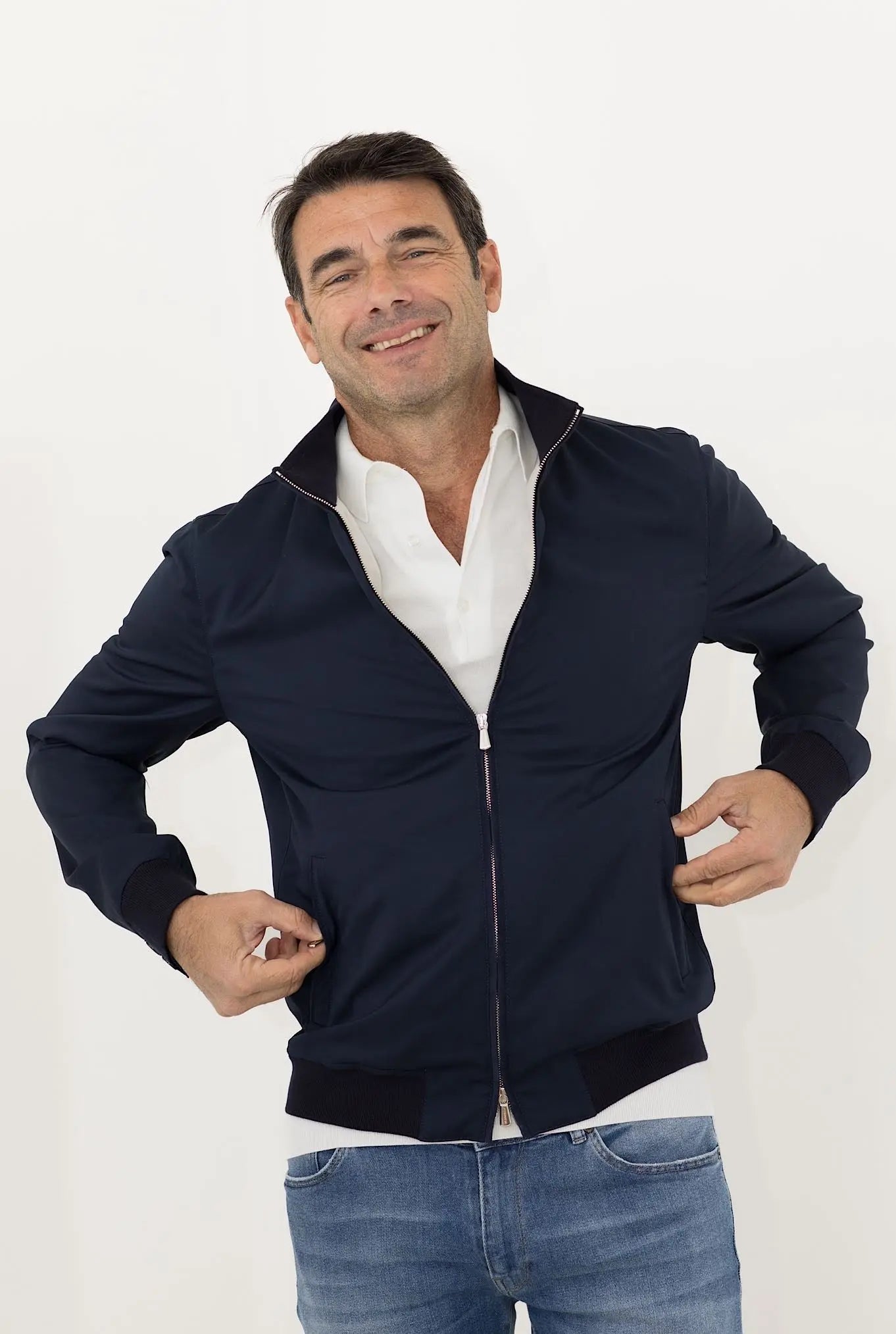 MANDELLI Giubbino in Lana tessuto Scabal Blu - Guarino Store