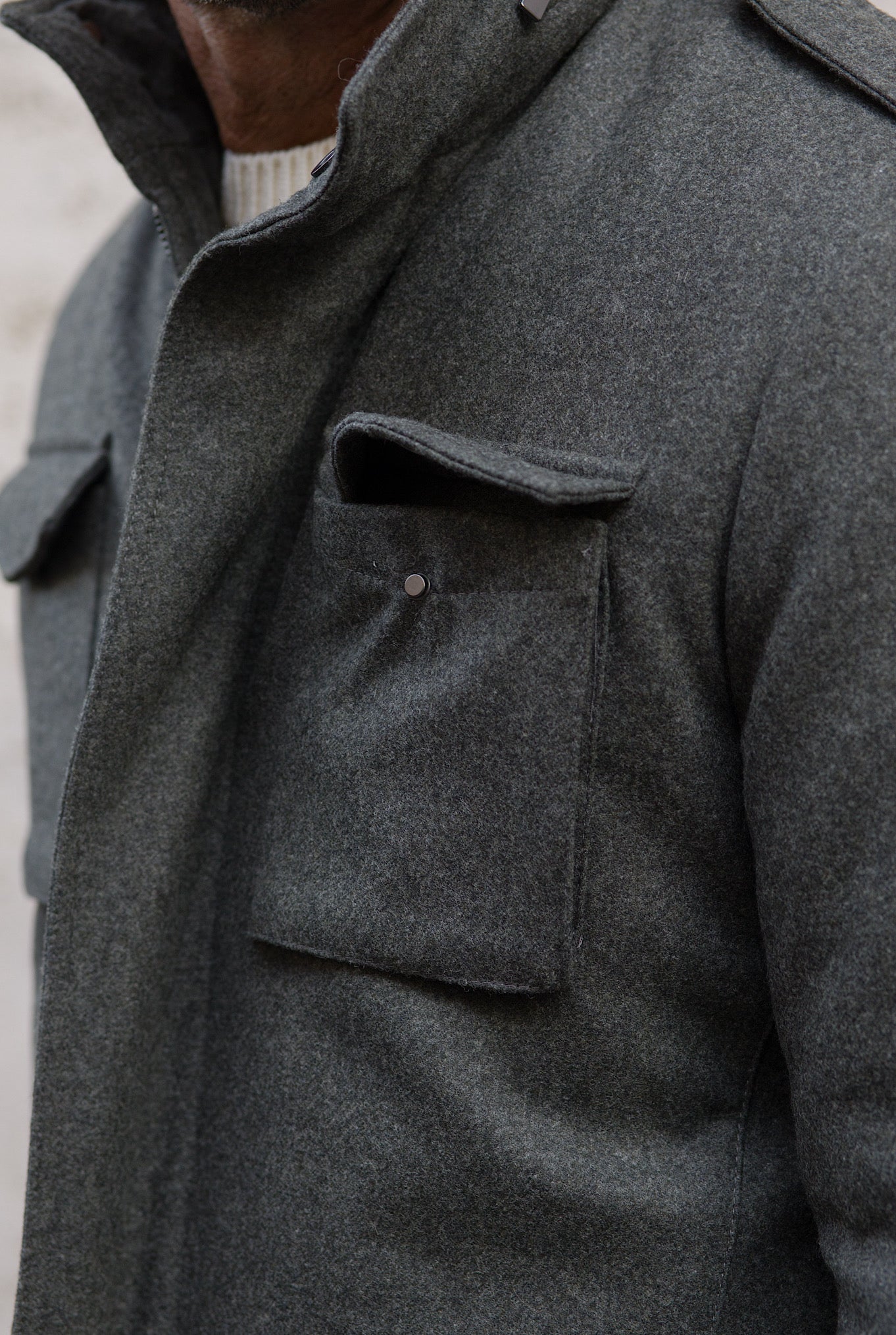 Field Jacket Tessuto Vitale Barberis Canonico Verde - Guarino Store