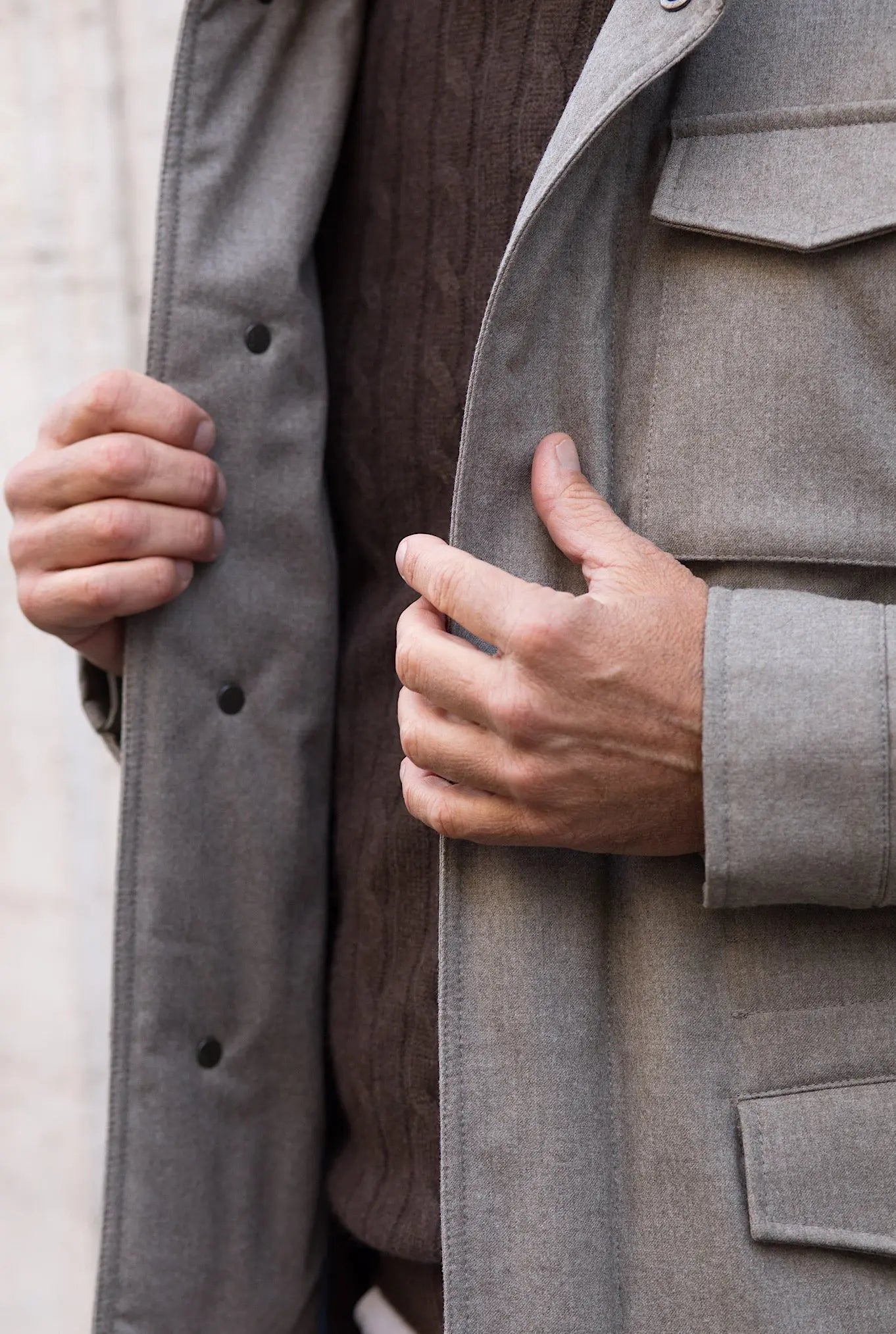 Field Jacket Tessuto Vitale Barberis Canonico Beige - Guarino Store