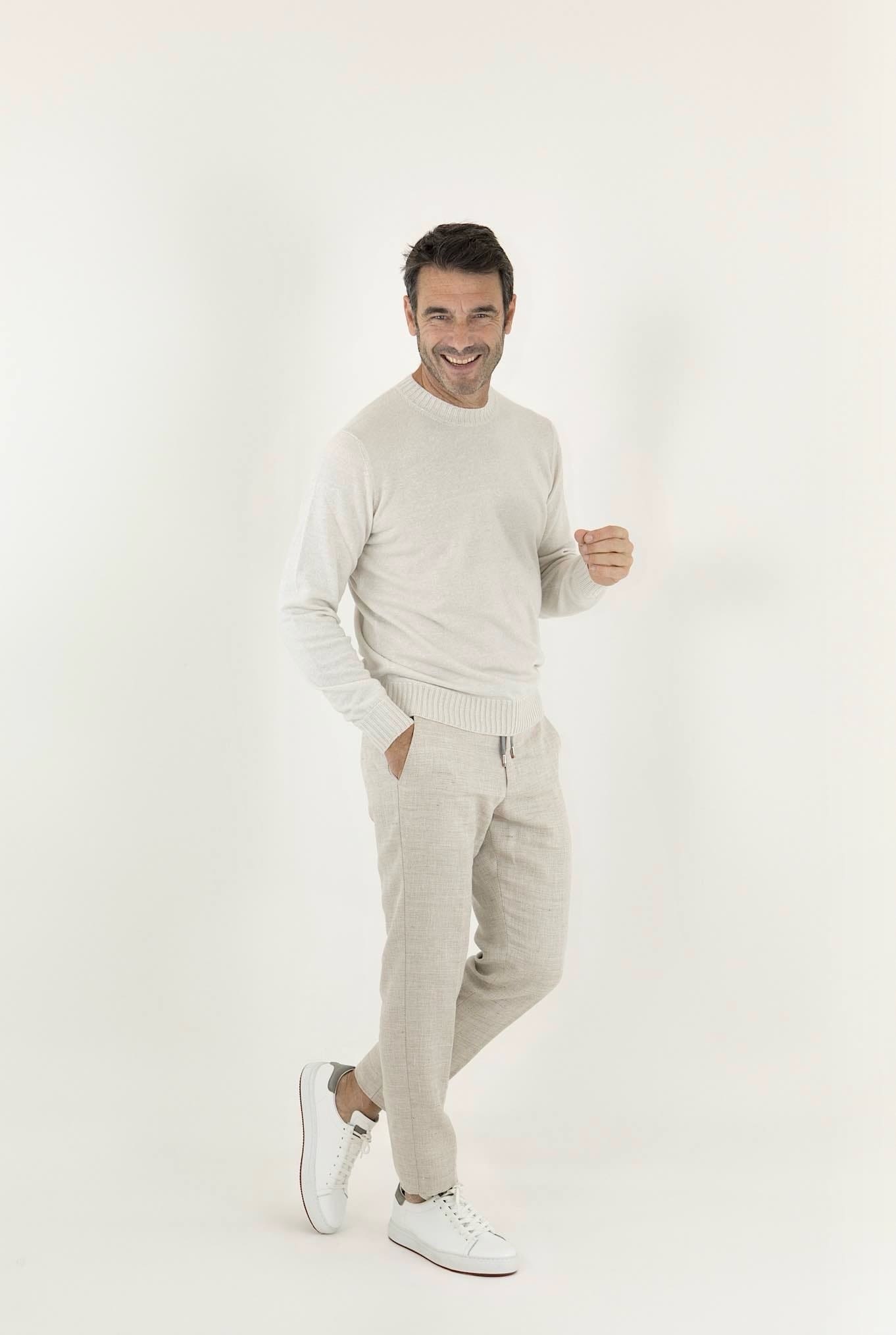 Girocollo Cashmere e Lino Gesso Mélange - Guarino Store