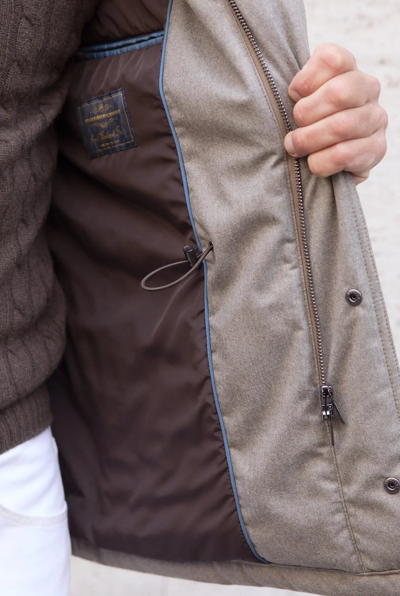 Field Jacket Tessuto Vitale Barberis Canonico Beige - Guarino Store