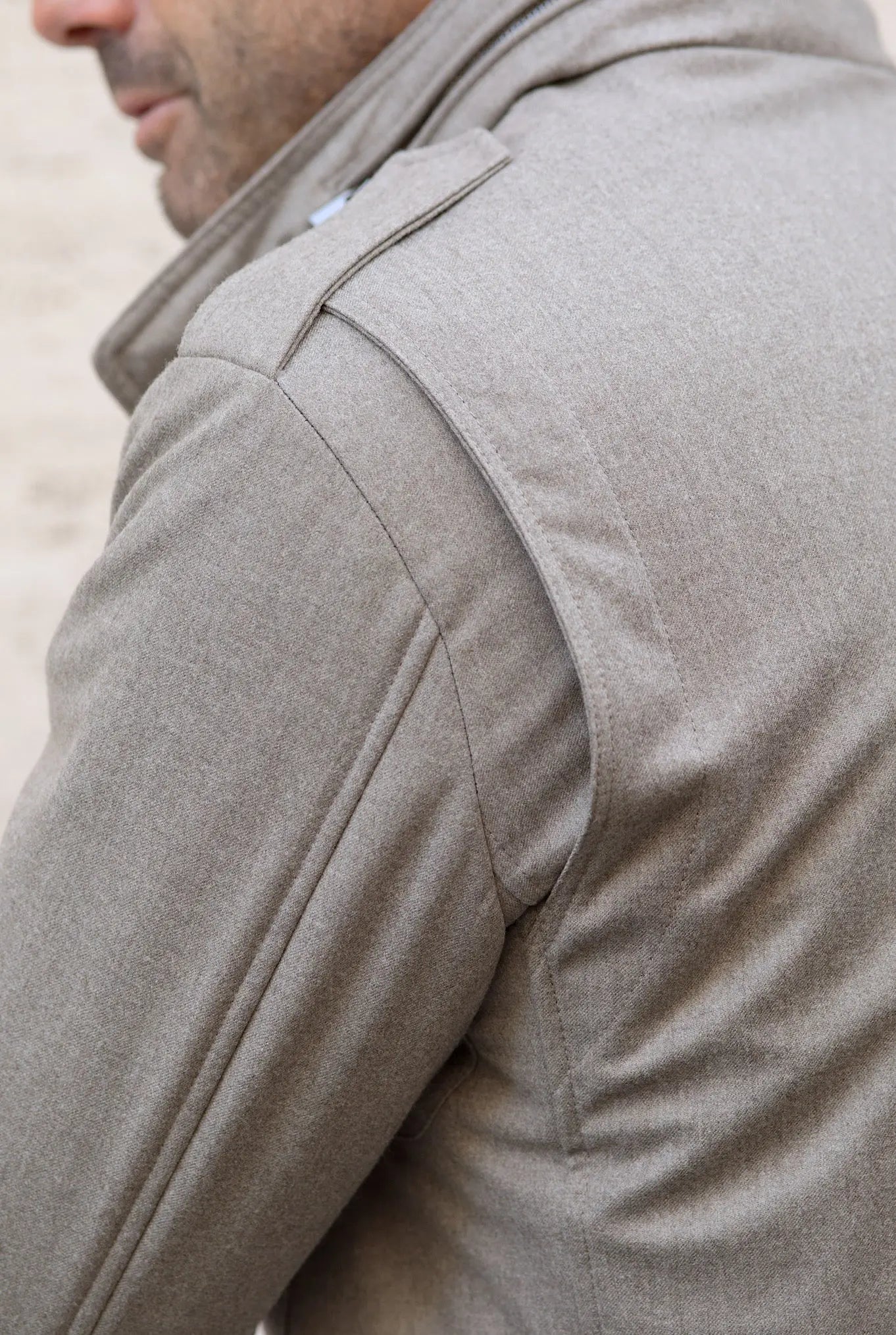 Field Jacket Tessuto Vitale Barberis Canonico Beige - Guarino Store