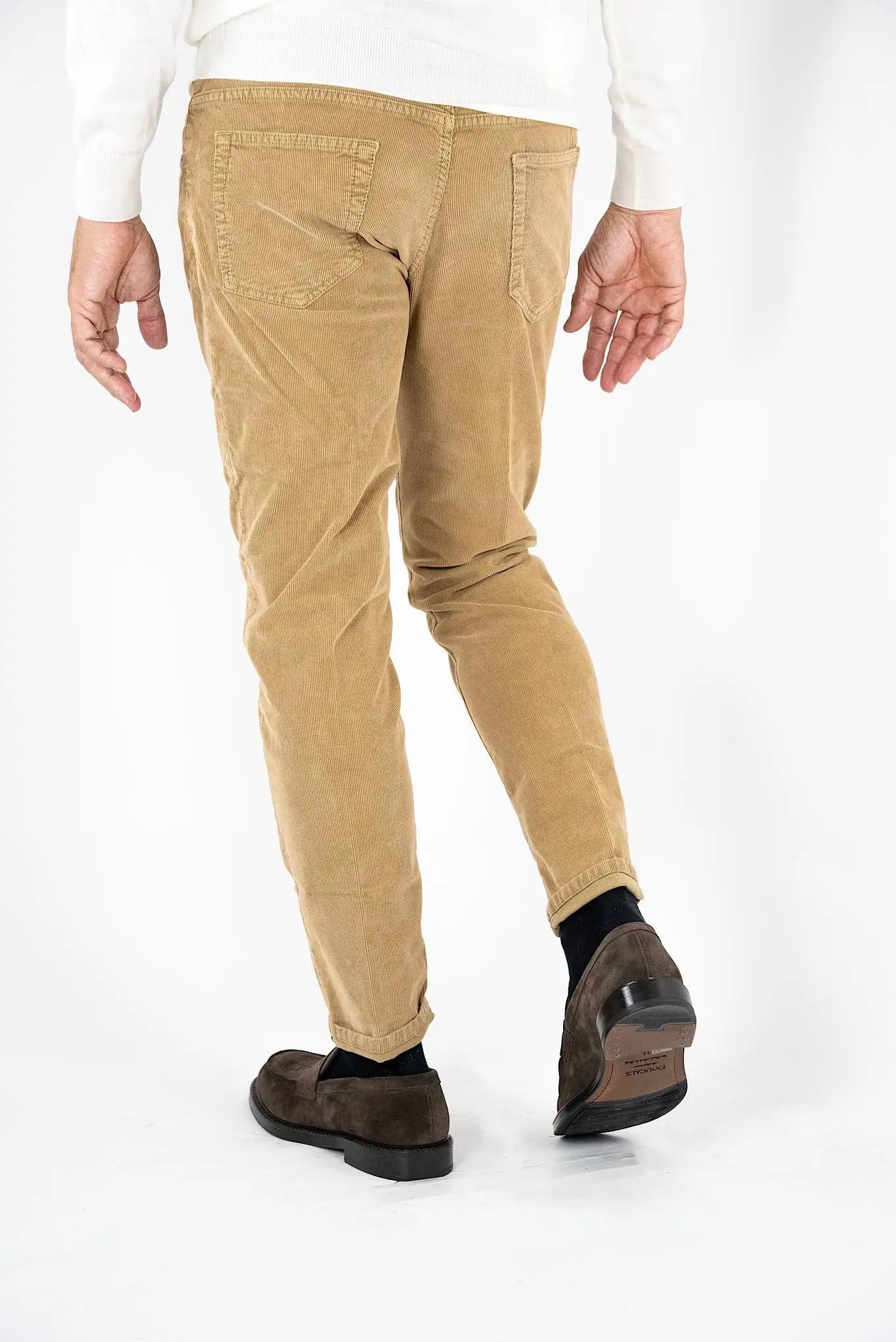 Pantaloni Velluto Millerighe Stretch Cotone Beige - Guarino Store