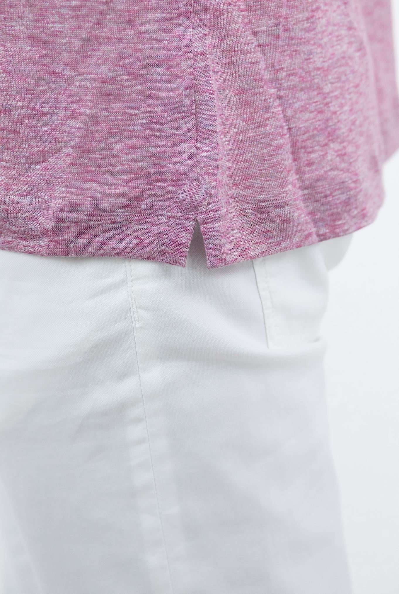 FRAY Polo in Lino Maniche Lunghe Corallo - Guarino Store